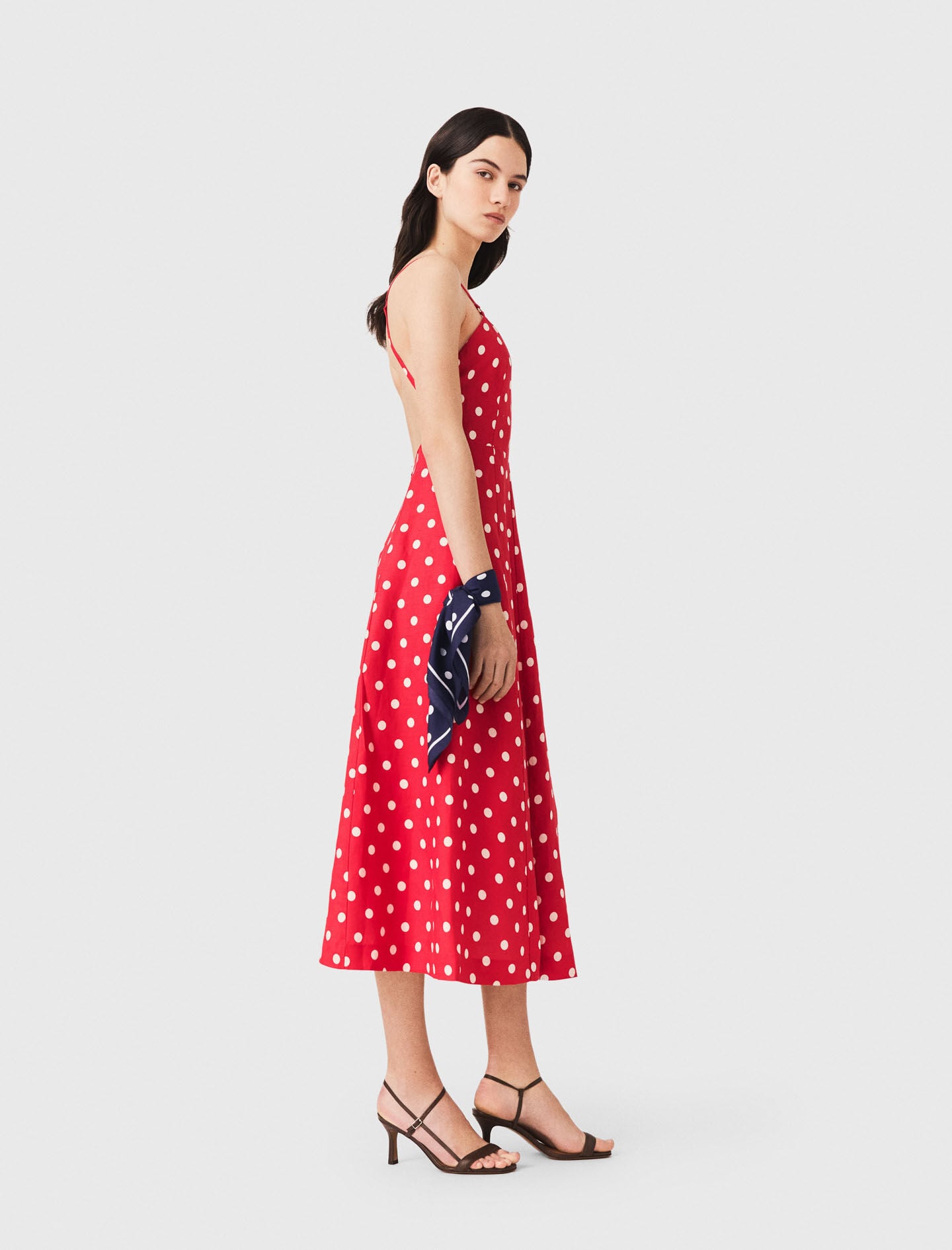 Maje Backless linen-blend maxi dress