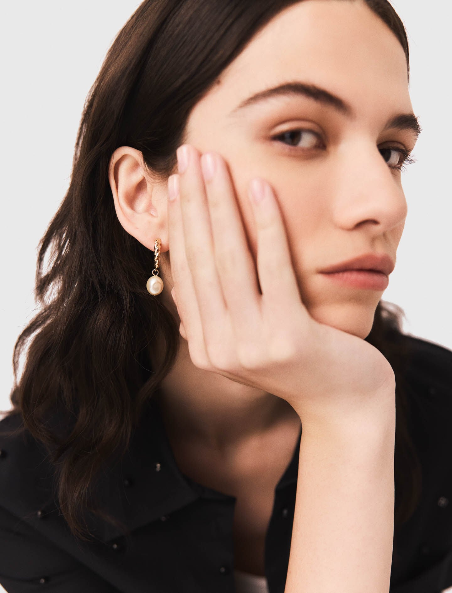 Maje Twisted bead hoop earrings