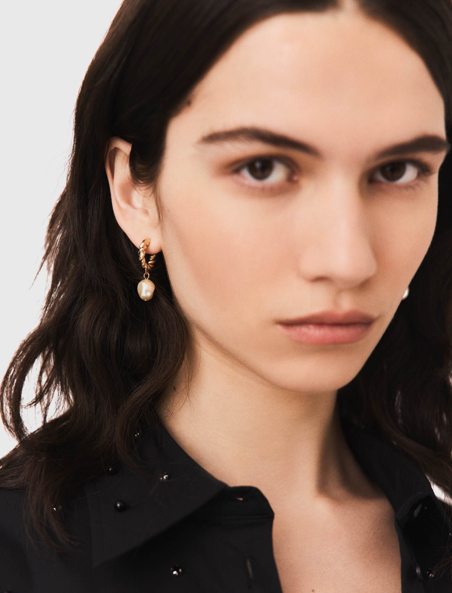 Maje Twisted bead hoop earrings