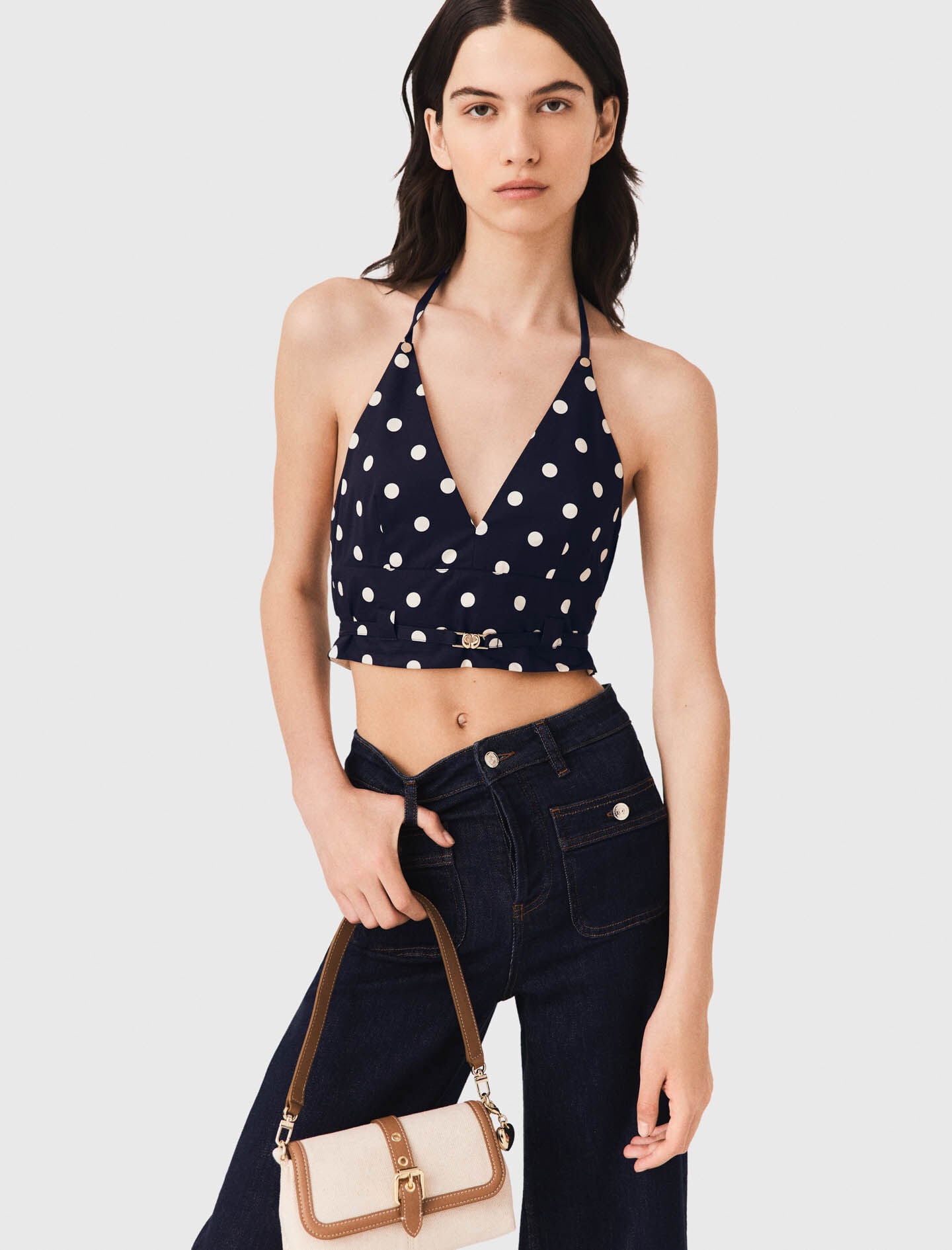 Maje Backless linen blend top