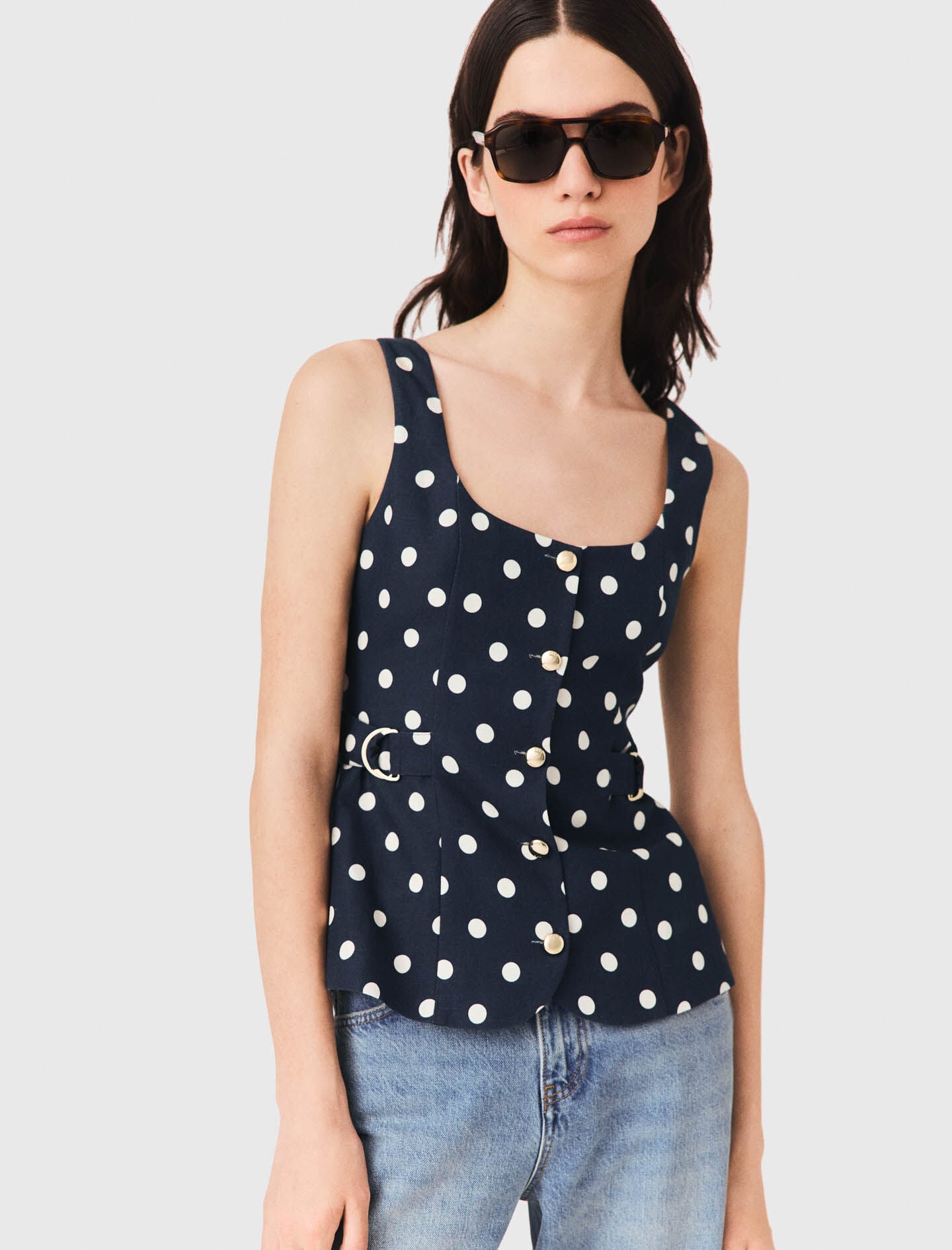 Maje Long linen blend vest