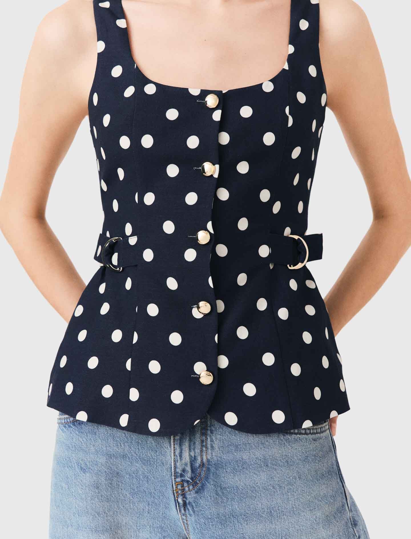 Maje Long linen blend vest