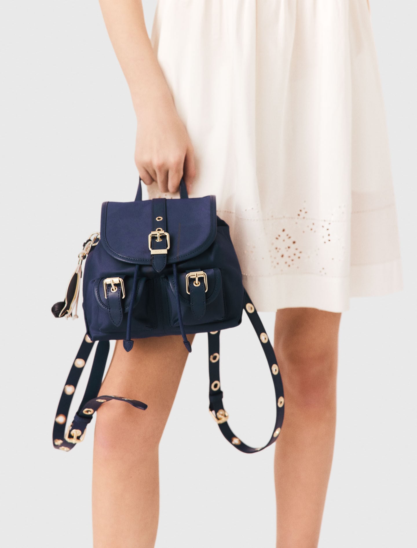Maje Mini leather and nylon backpack