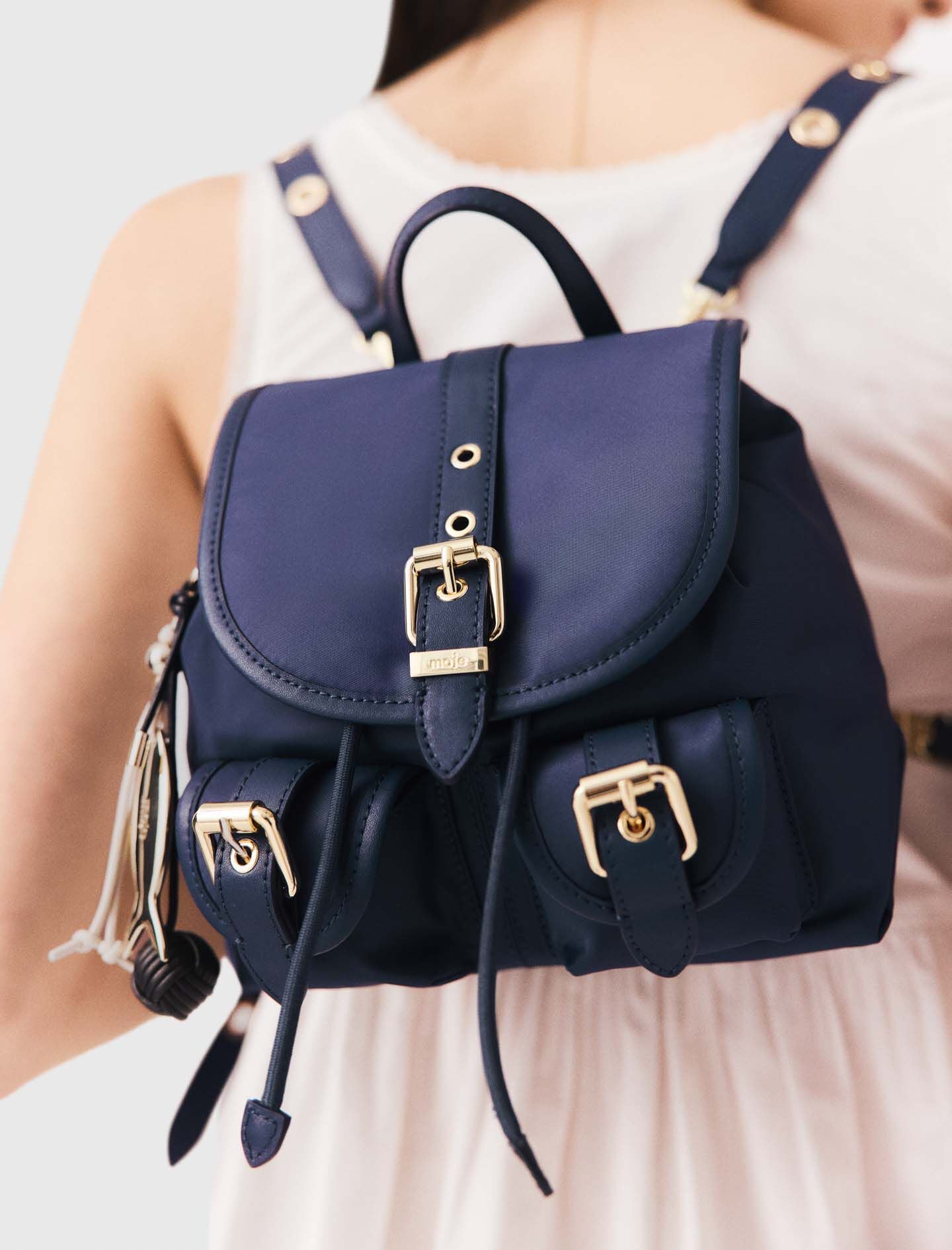 Maje Mini leather and nylon backpack