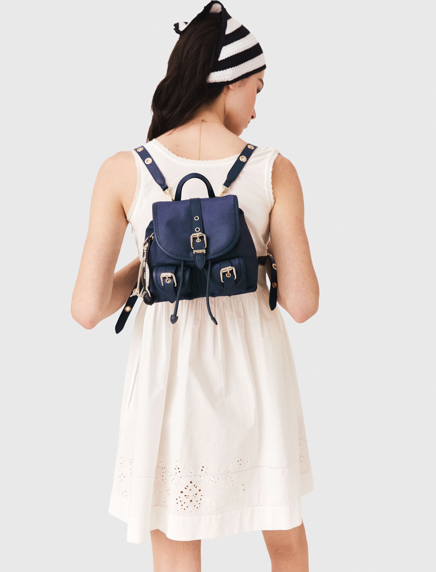 Maje Mini leather and nylon backpack
