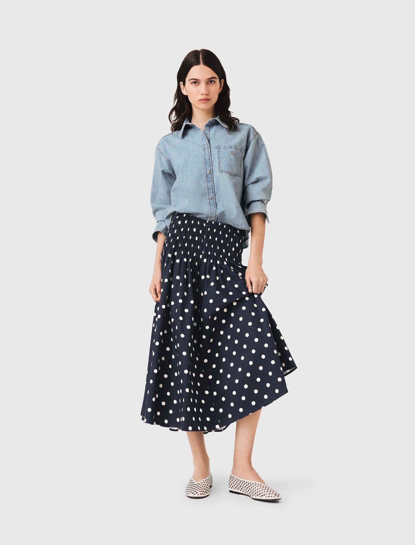 Maje Long cotton skirt