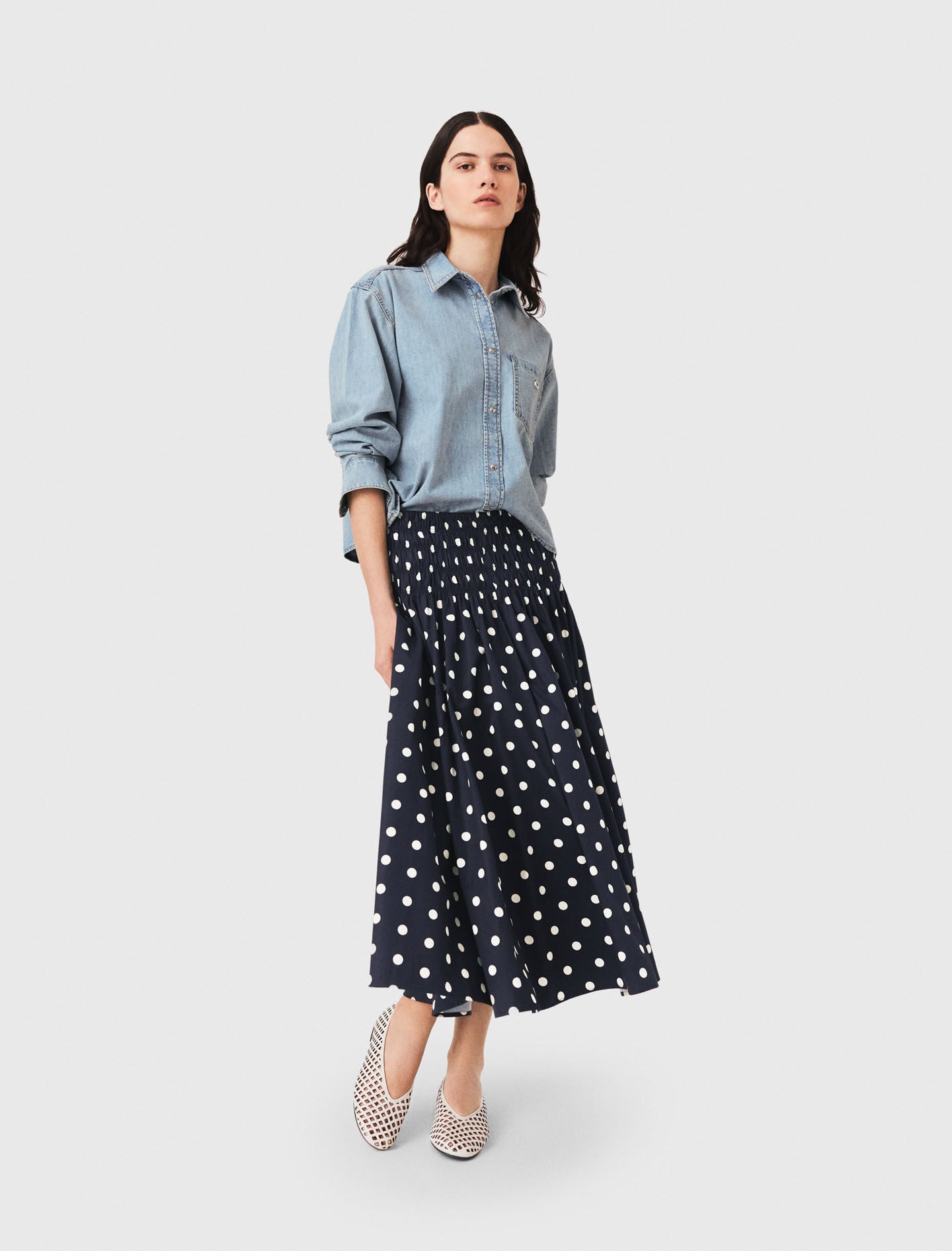 Maje Long cotton skirt
