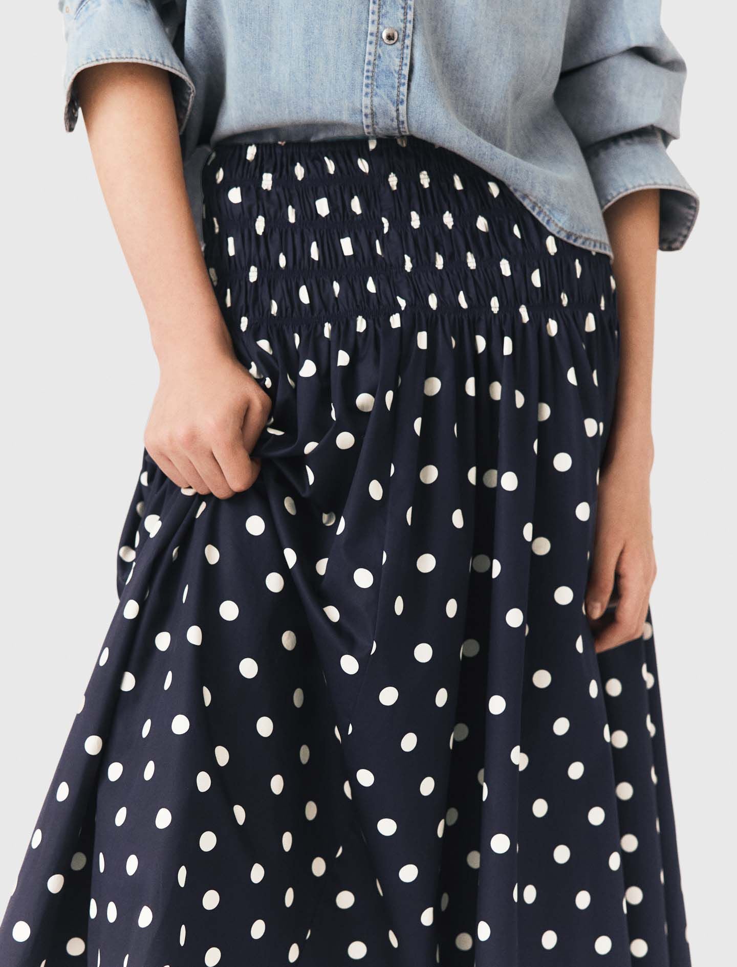Maje Long cotton skirt