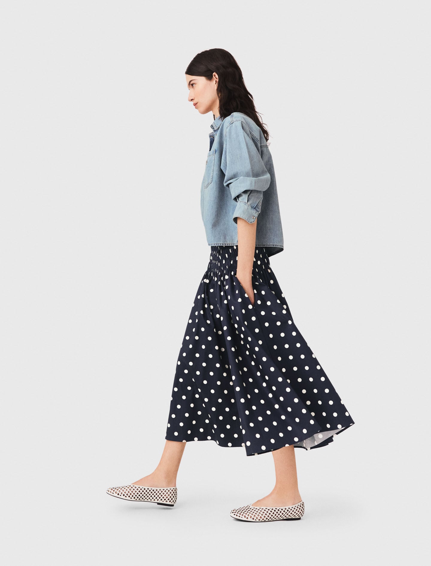 Maje Long cotton skirt