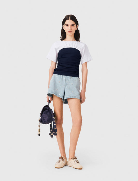 Maje Pleated jersey top
