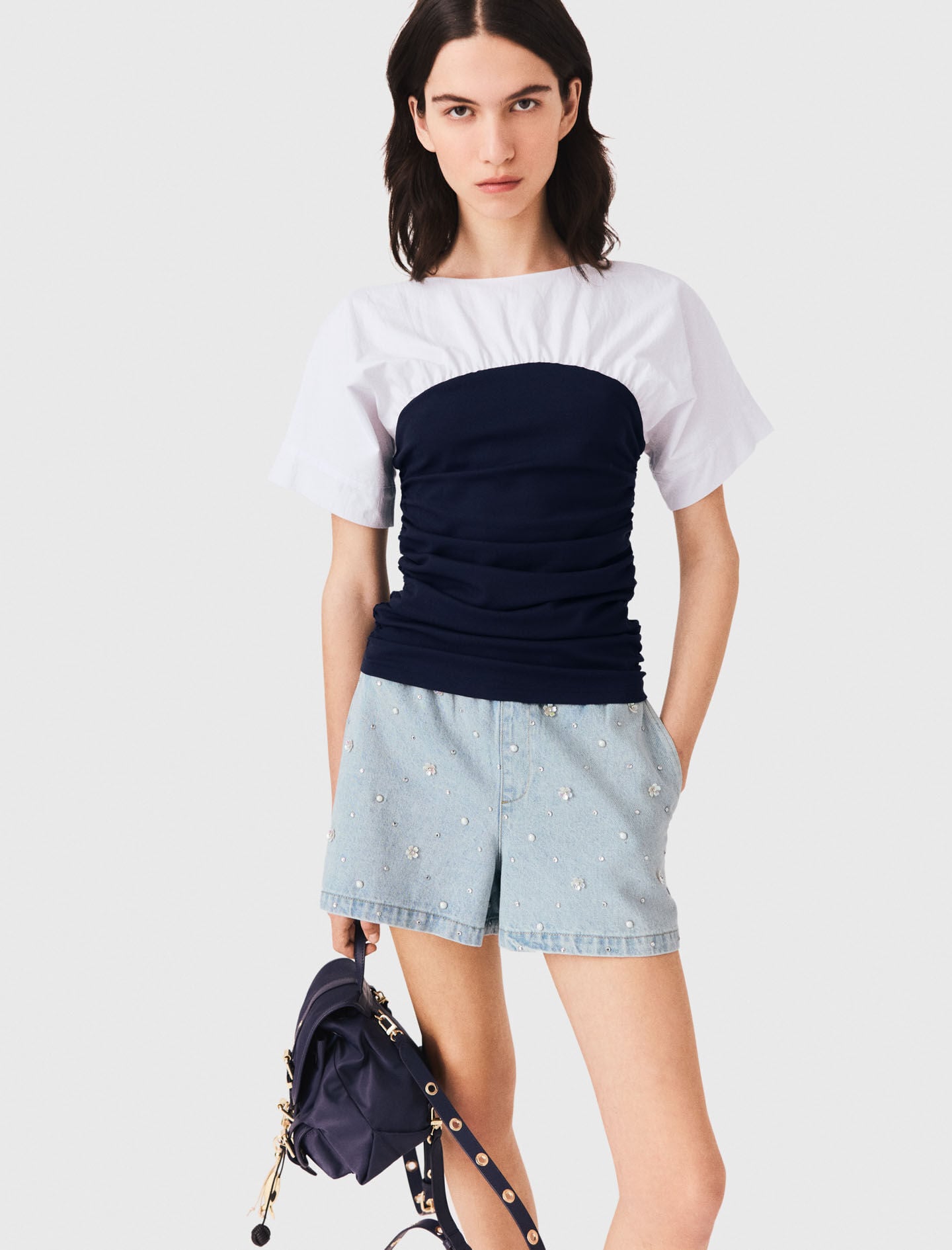 Maje Pleated jersey top