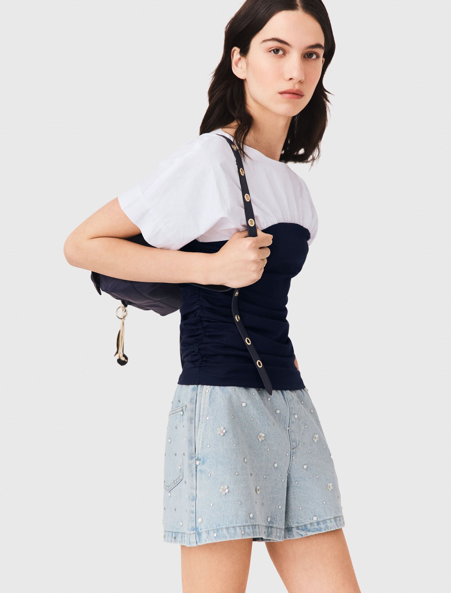 Maje Pleated jersey top