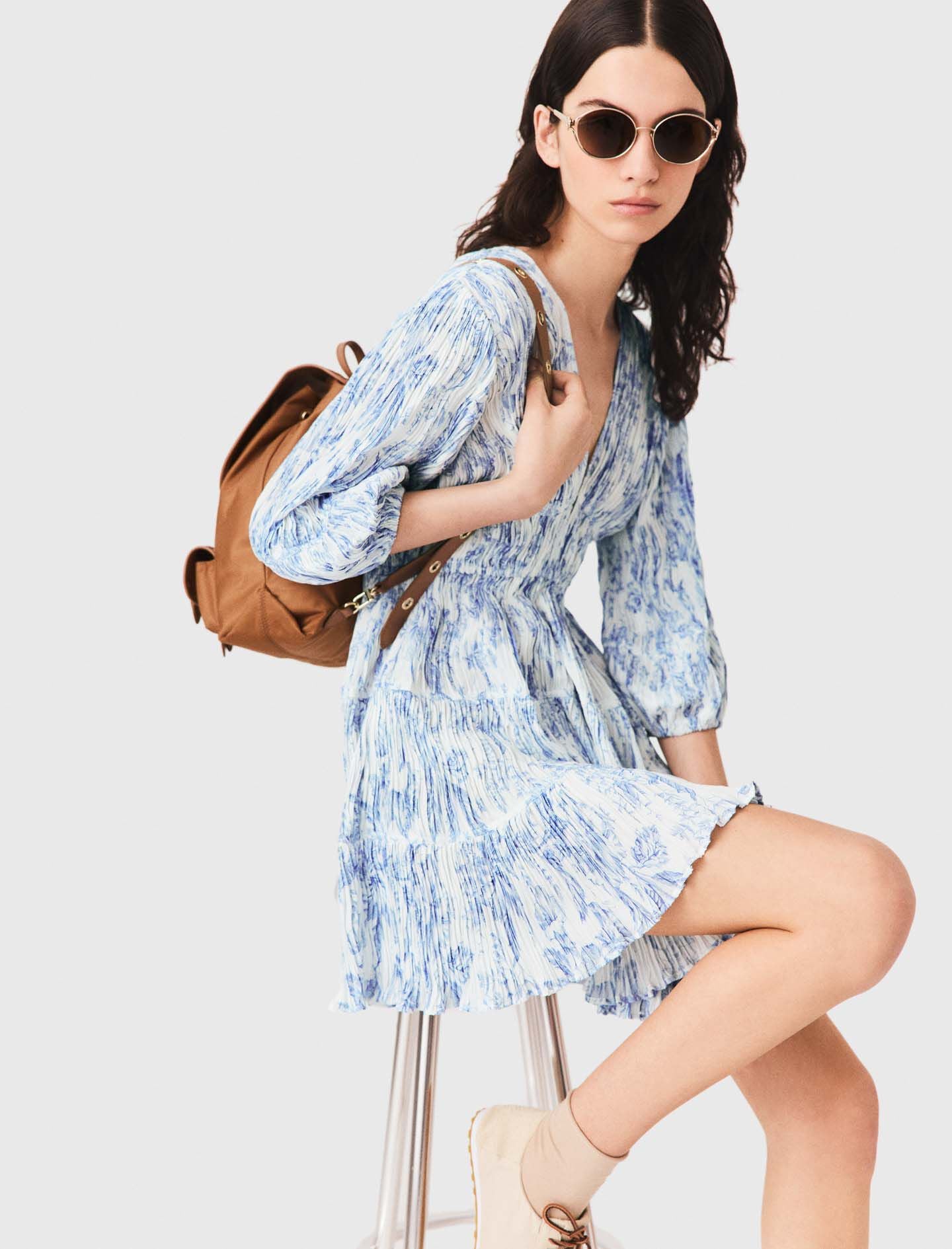 Maje Patterned pleated dress