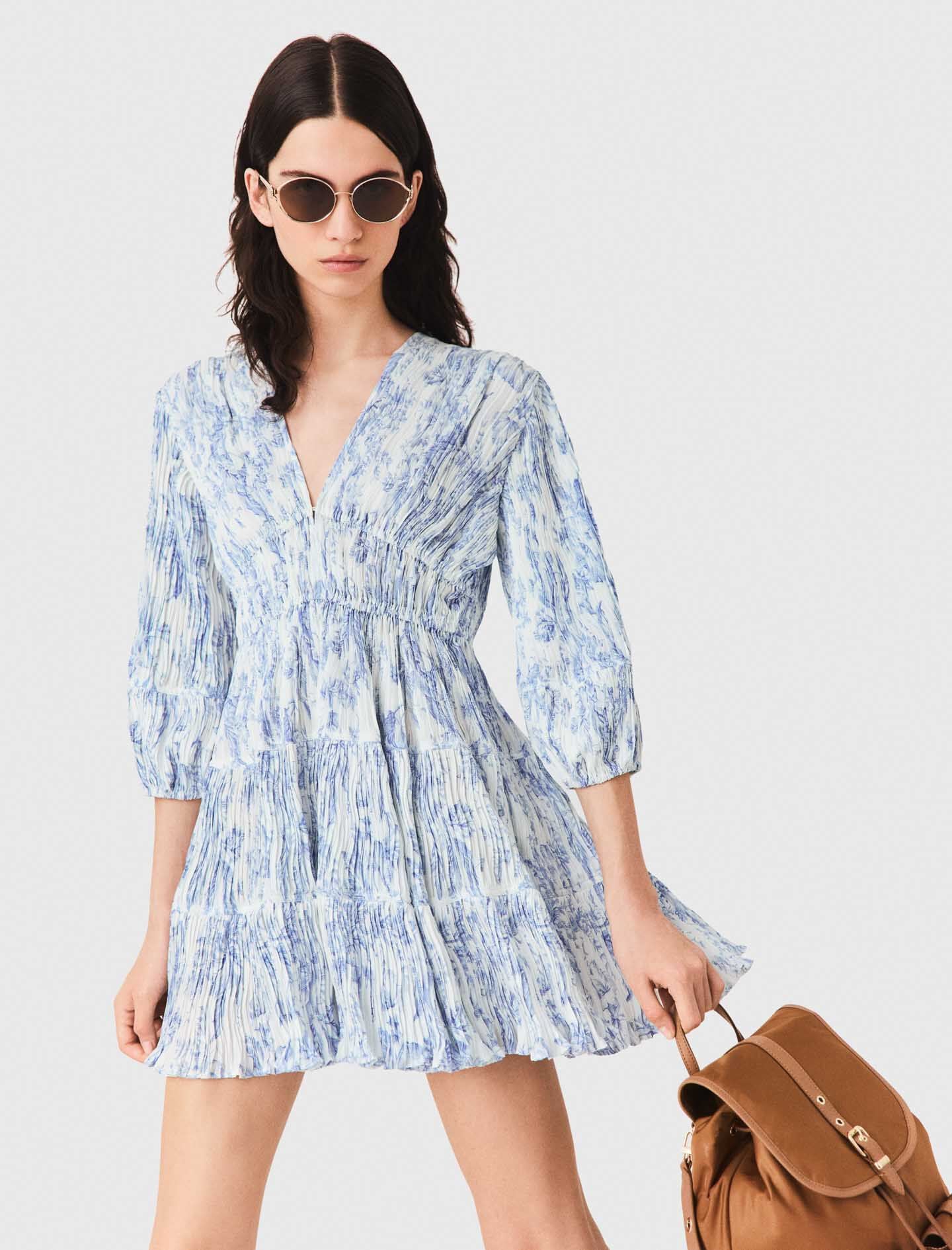 Maje Patterned pleated dress