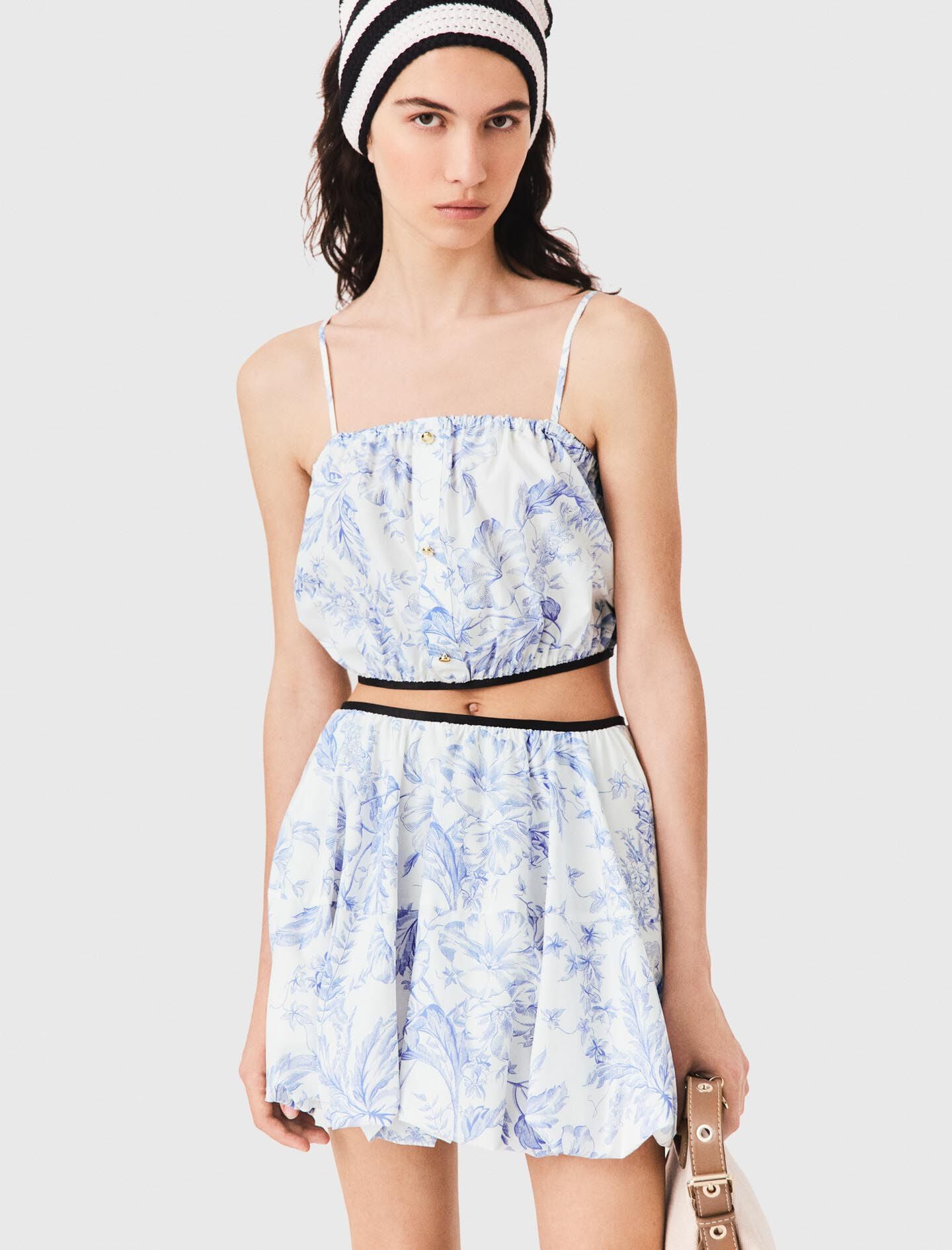 Maje Printed balloon-effect skirt