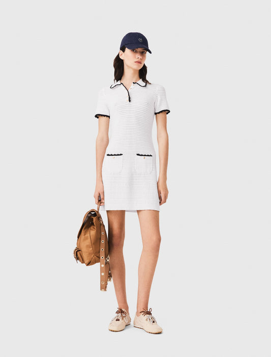 Maje Knit polo dress with crochet