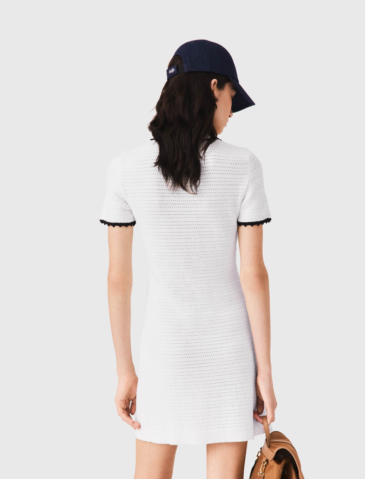 Maje Knit polo dress with crochet