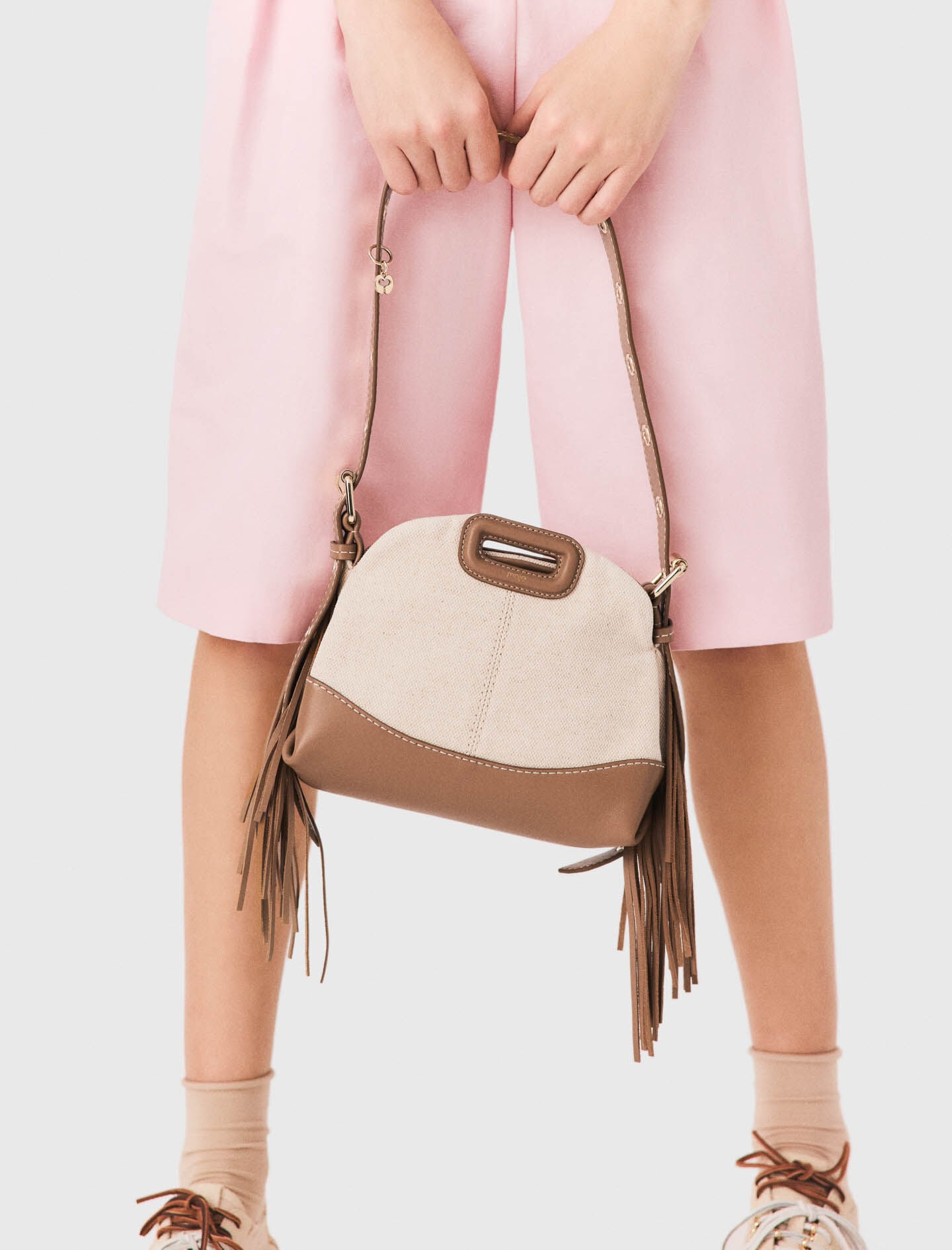 Maje Canvas and leather Miss M Mini bag