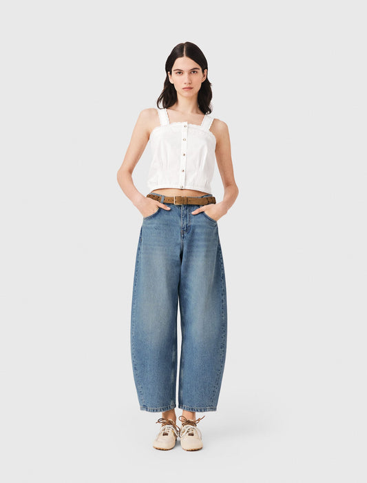 Maje Crop top with lace trim