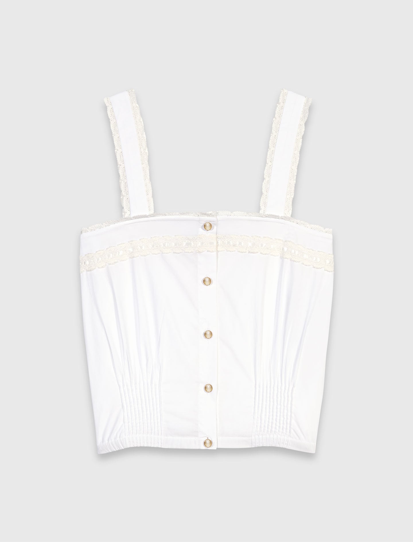 Maje Crop top with lace trim