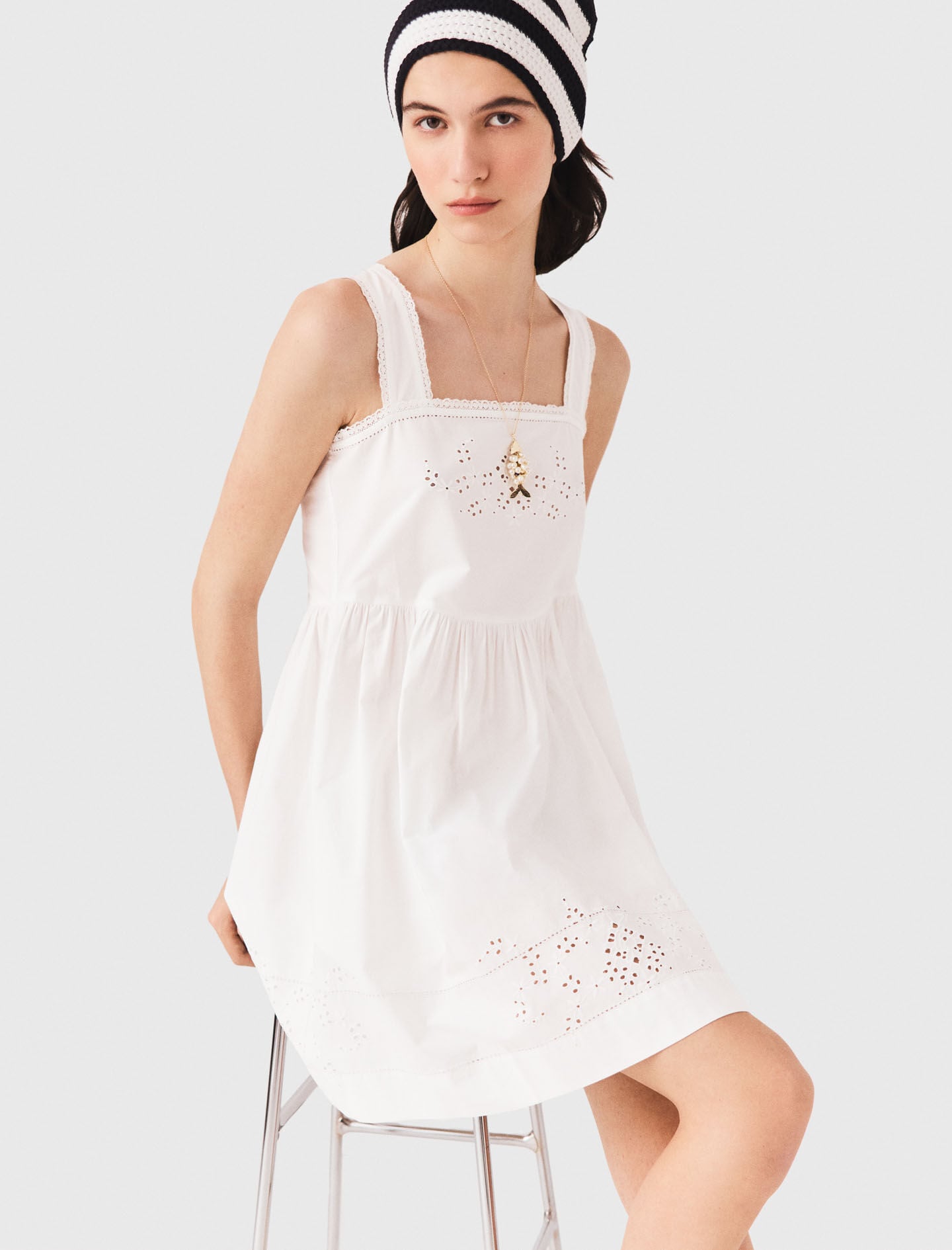 Maje Short dress with lace trim
