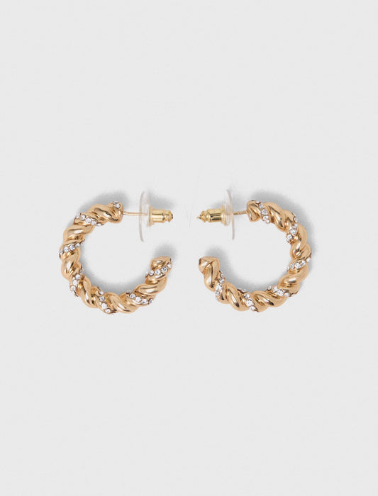Maje Twisted rhinestone hoop earrings