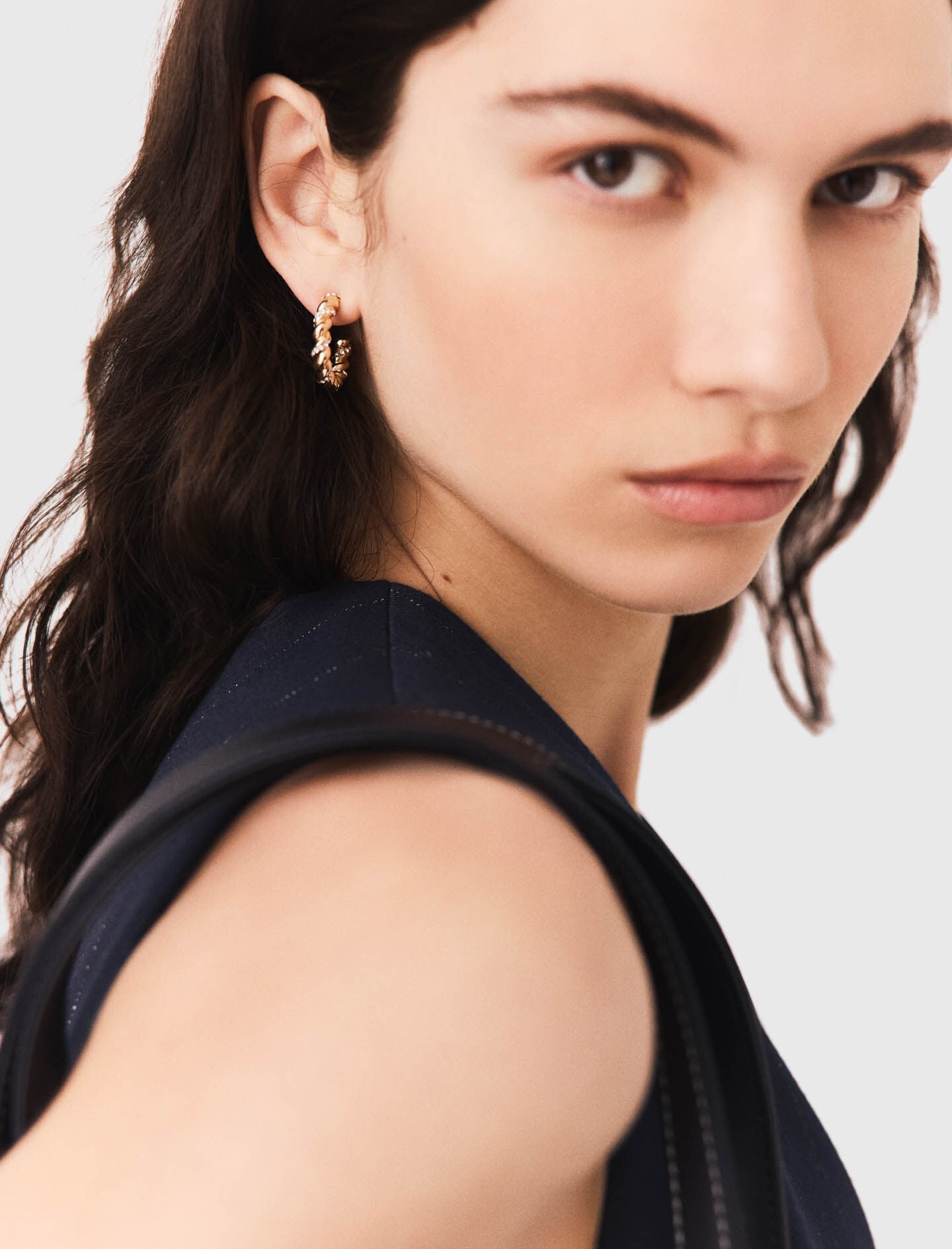 Maje Twisted rhinestone hoop earrings