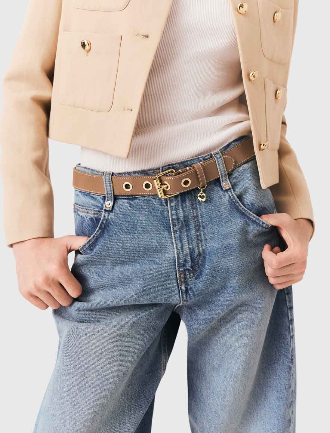 Maje Leather belt with eyelets