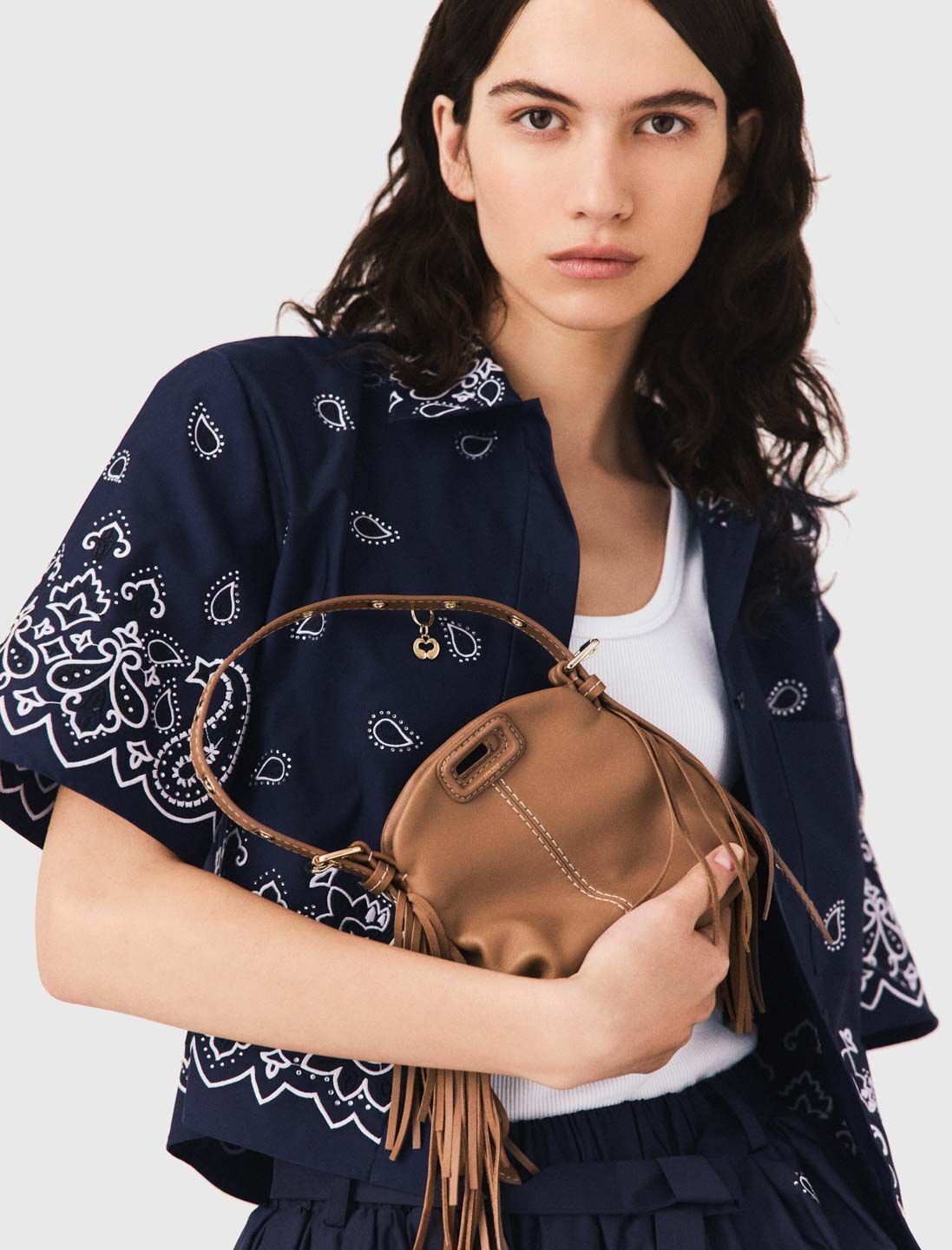 Maje Miss M micro stitched leather bag