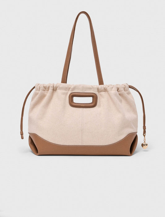 Maje Milpli canvas and leather tote bag