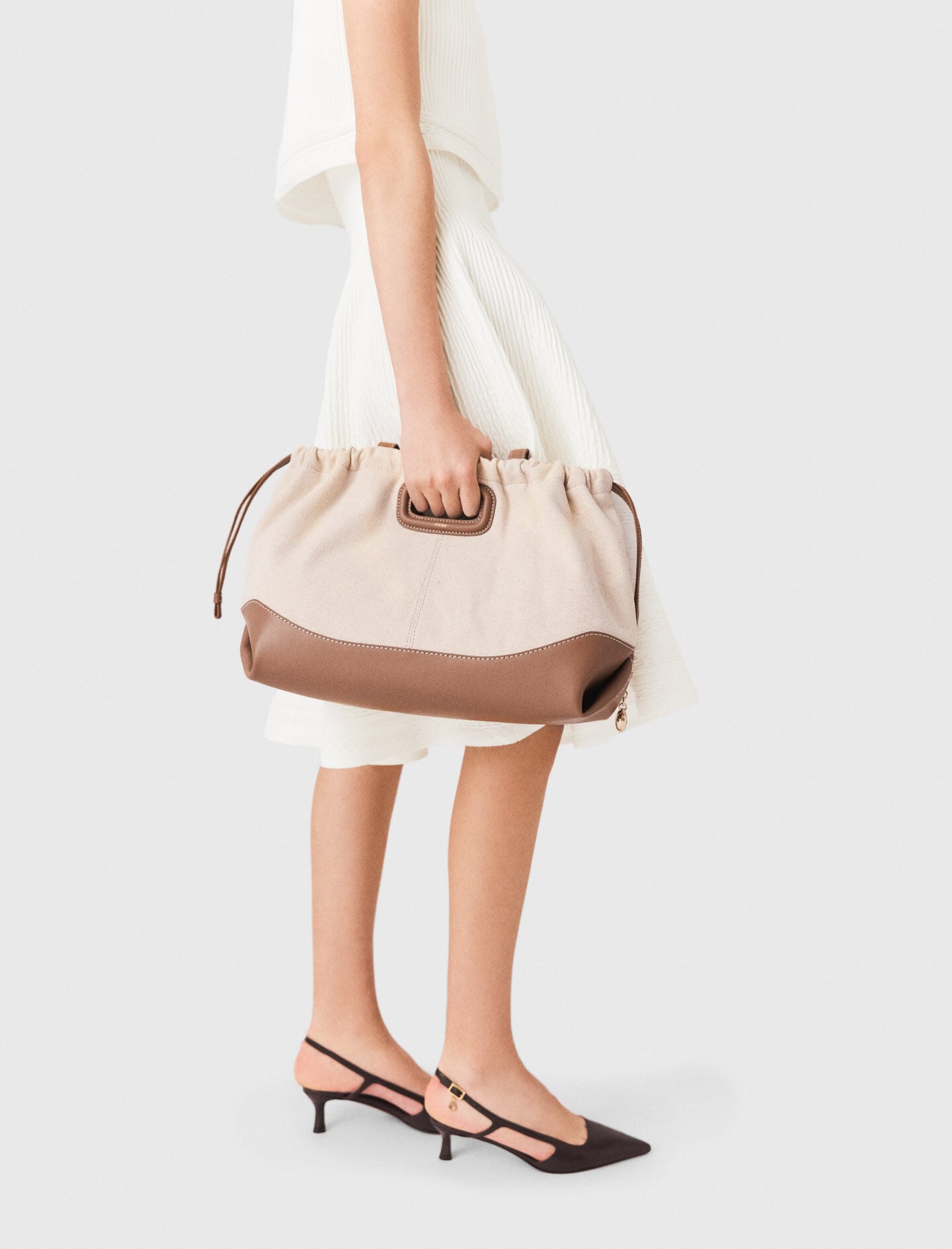 Maje Milpli canvas and leather tote bag