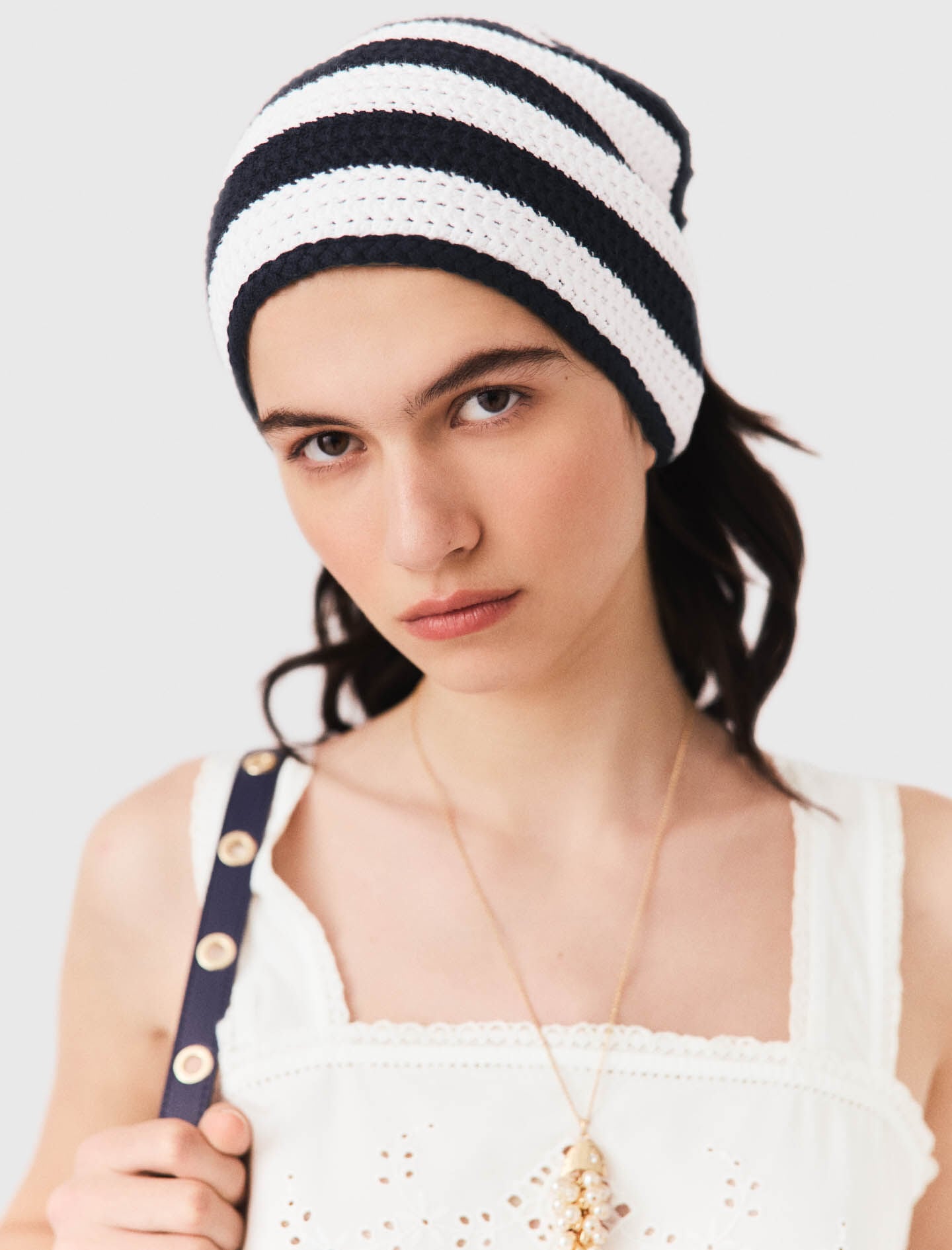 Maje Striped knit triangle