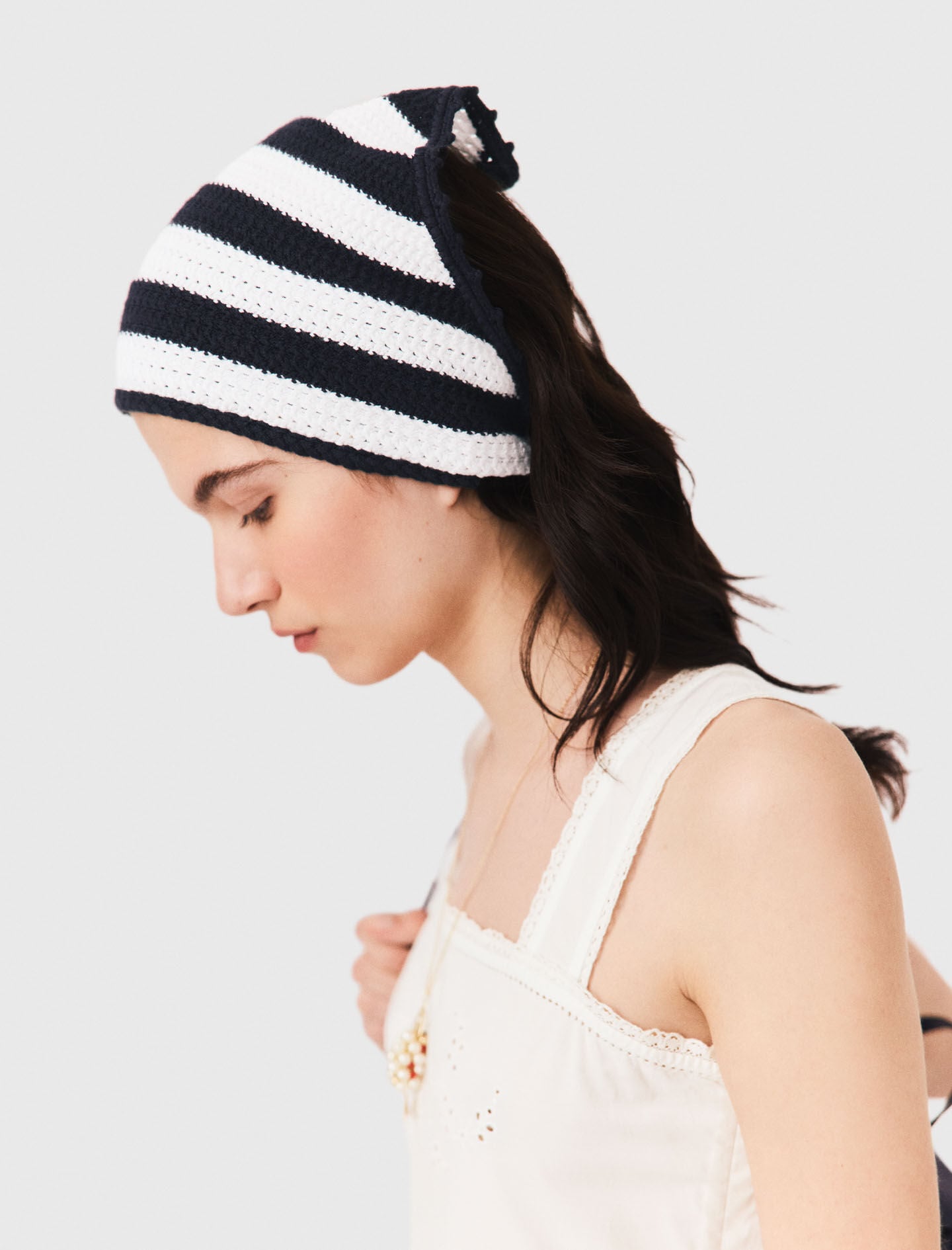 Maje Striped knit triangle