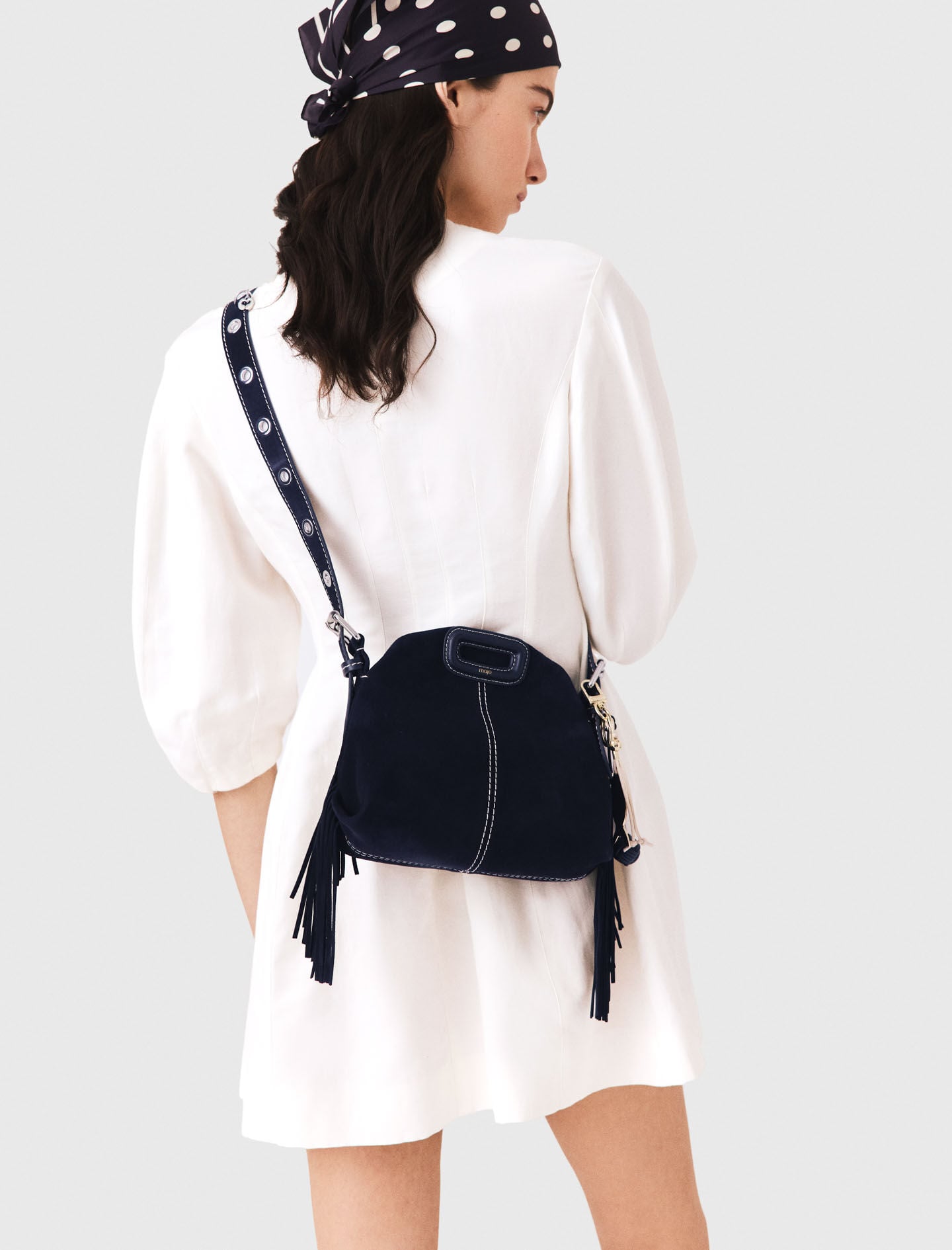 Maje Topstitched suede mini Miss M bag