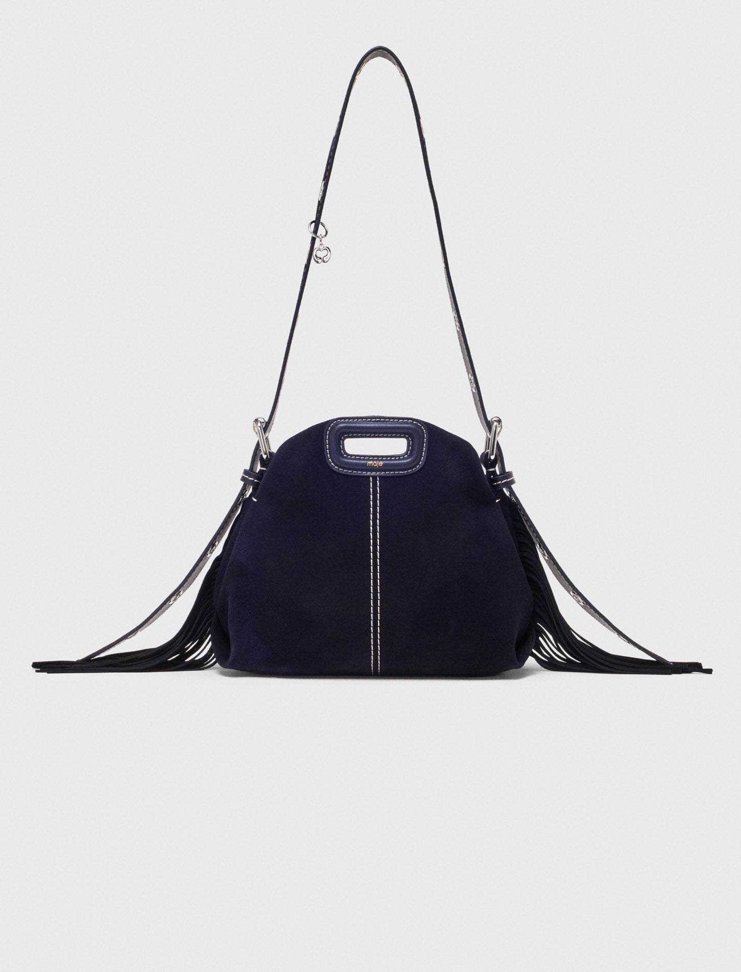 Maje Topstitched suede mini Miss M bag