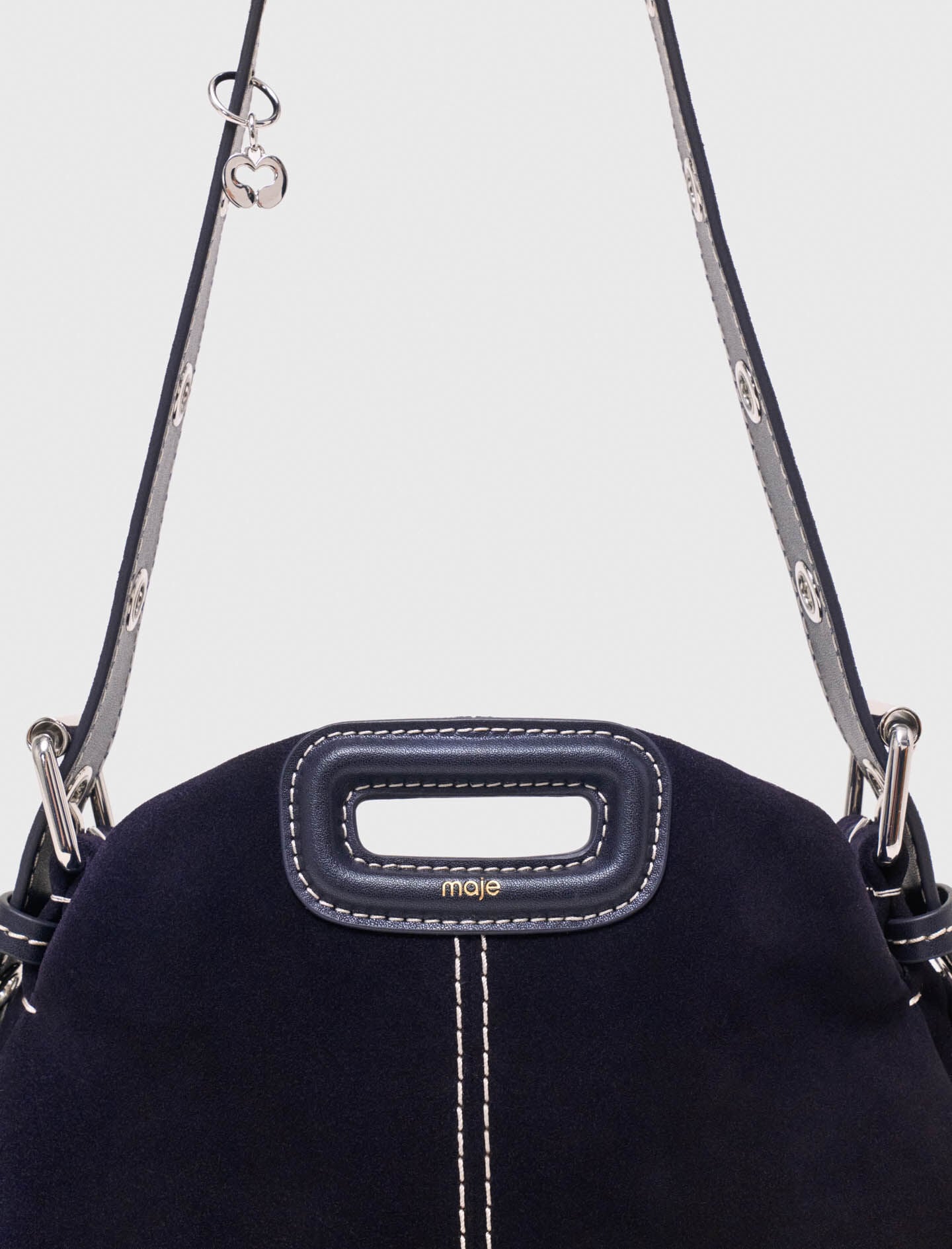 Maje Topstitched suede mini Miss M bag