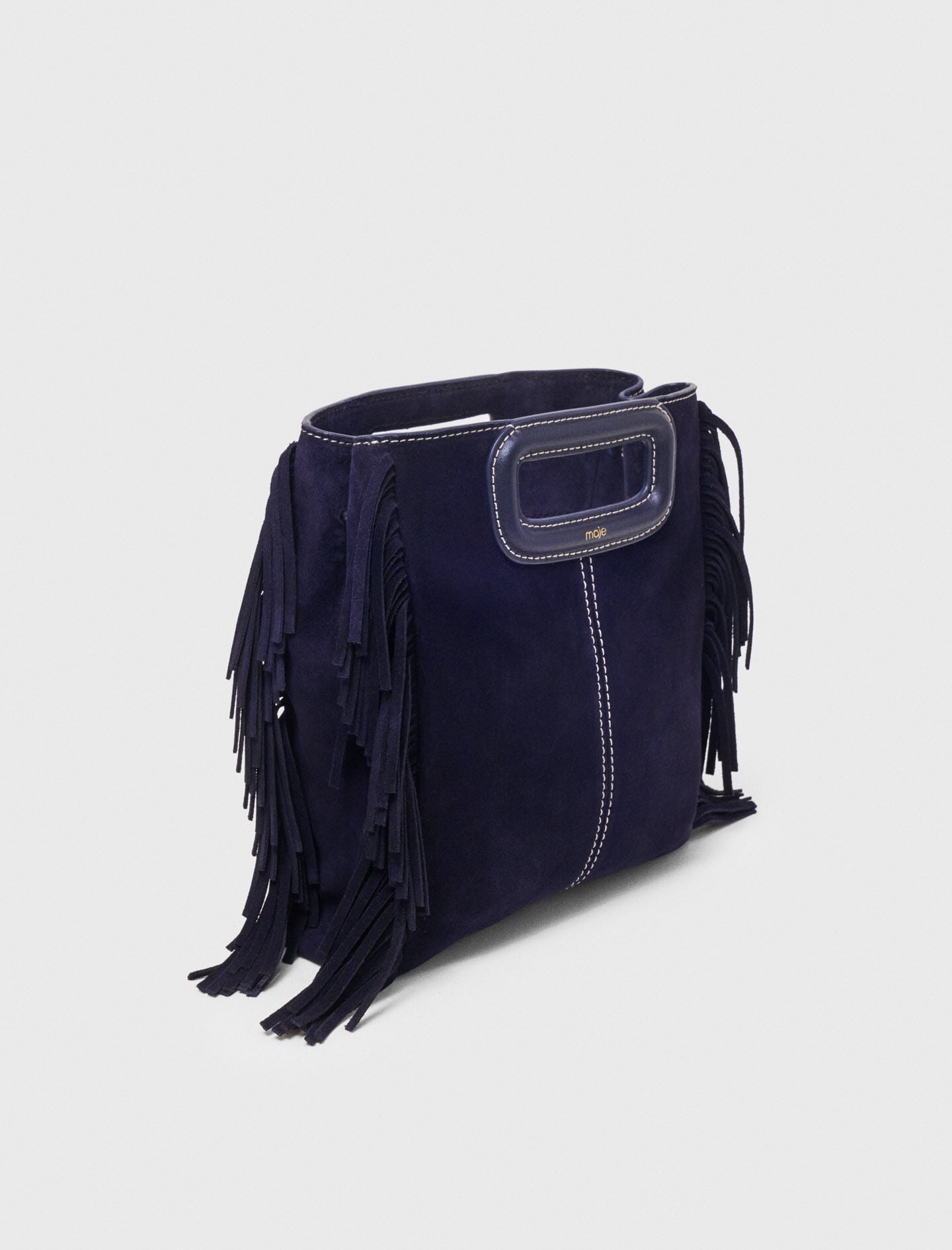 Maje Topstitched suede M bag