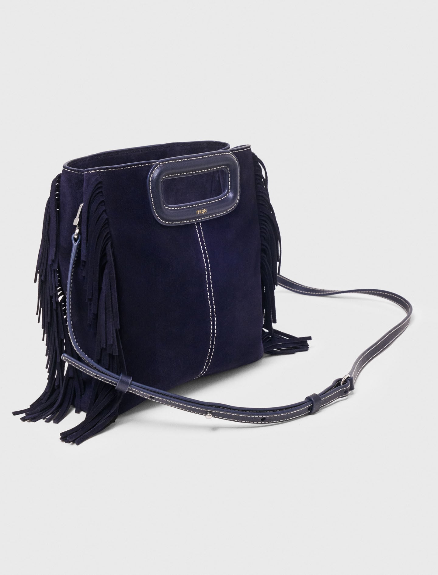 Maje Topstitched suede M bag