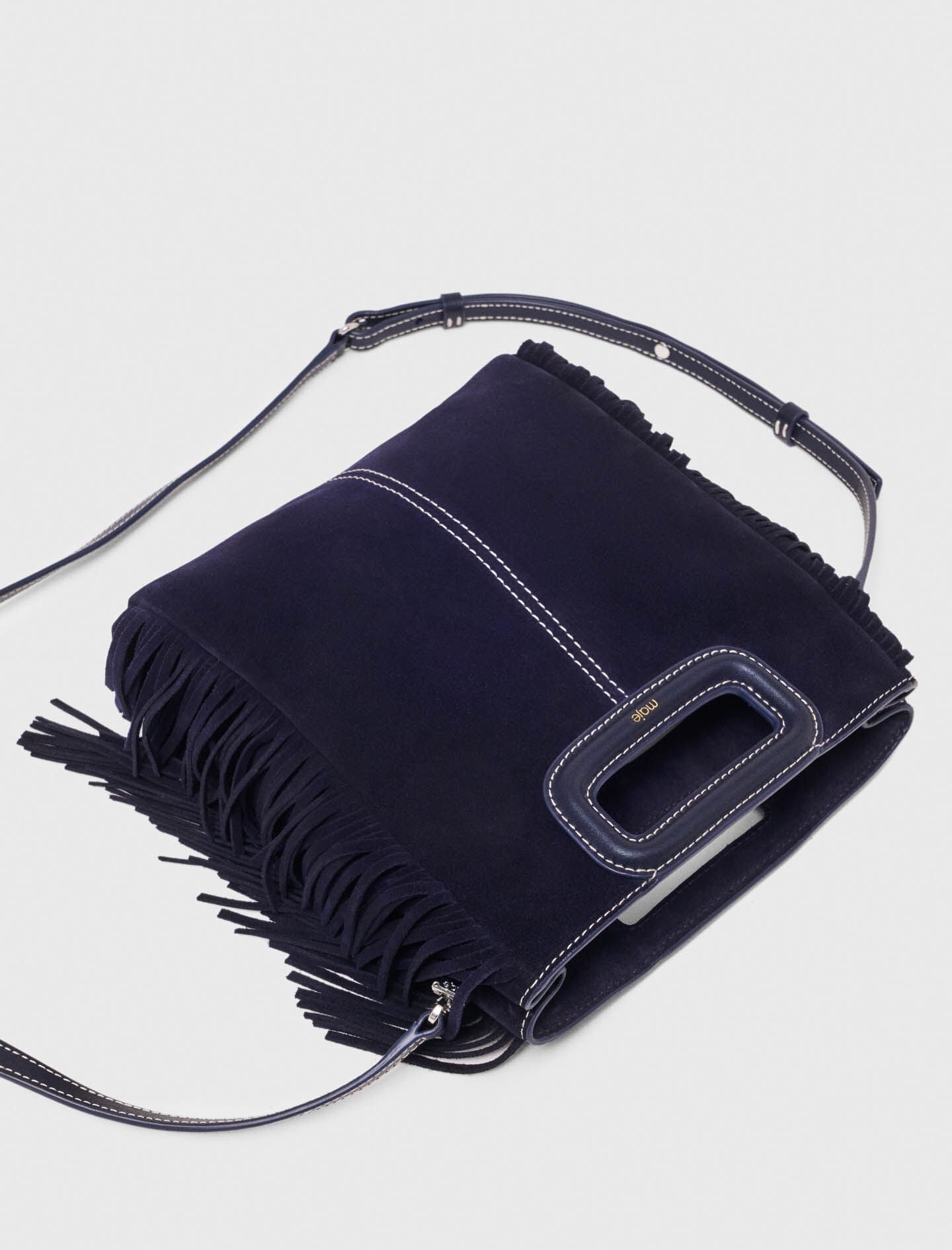 Maje Topstitched suede M bag