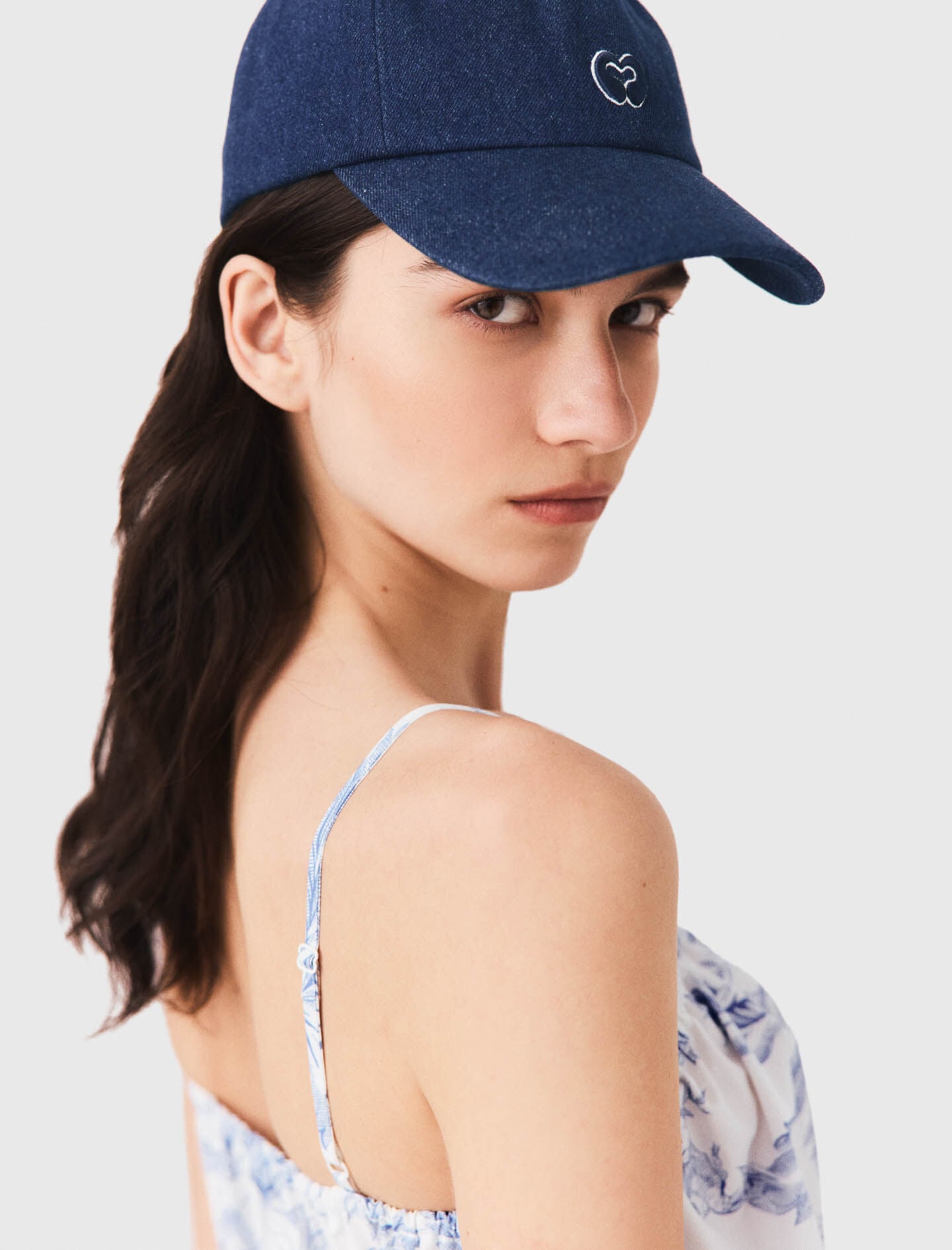 Maje Raw denim cap with logo