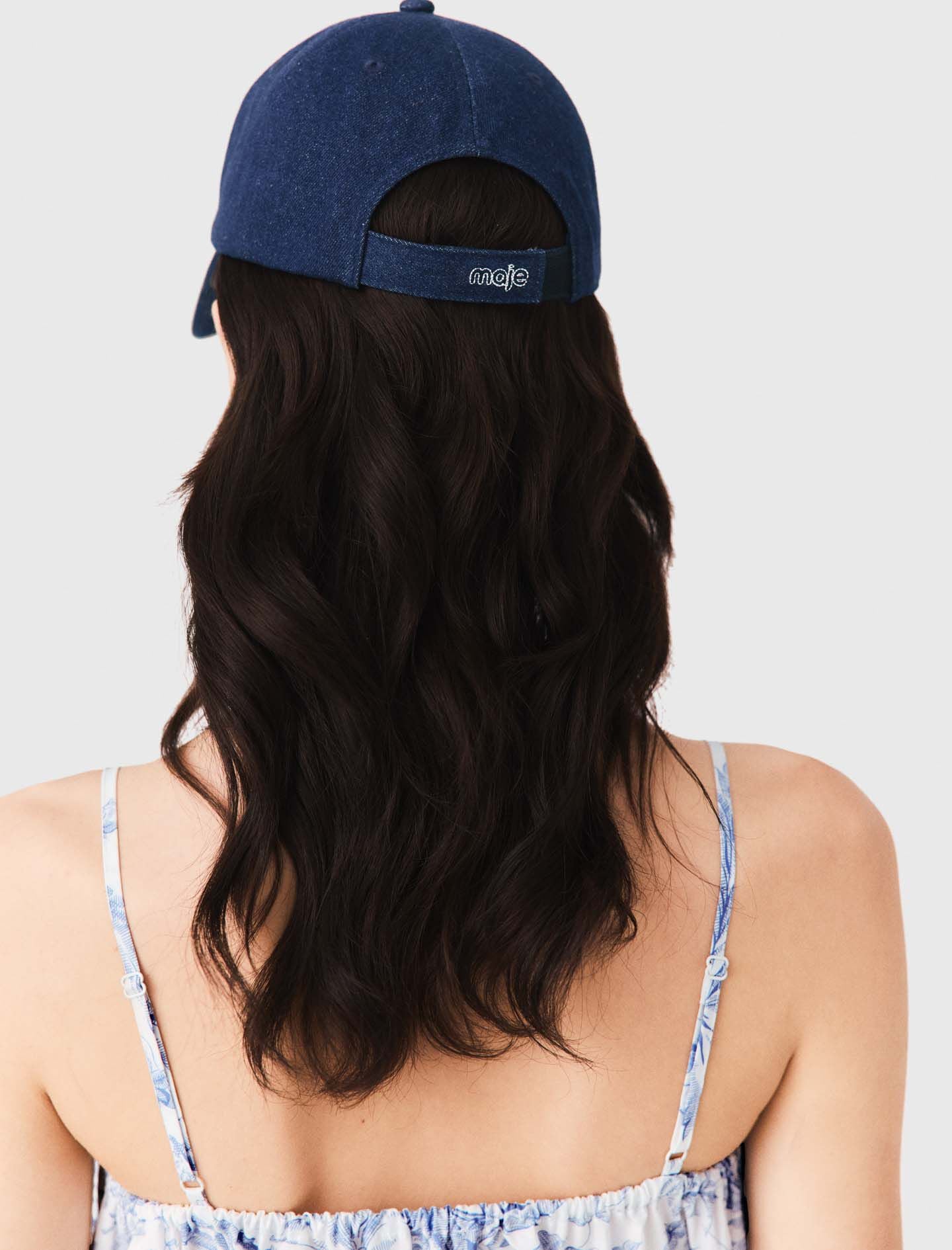 Maje Raw denim cap with logo