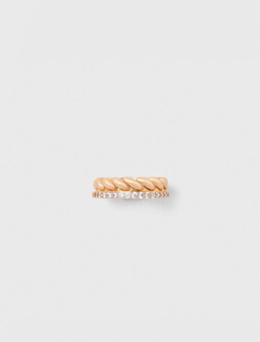 Maje Twisted gold rhinestone ring