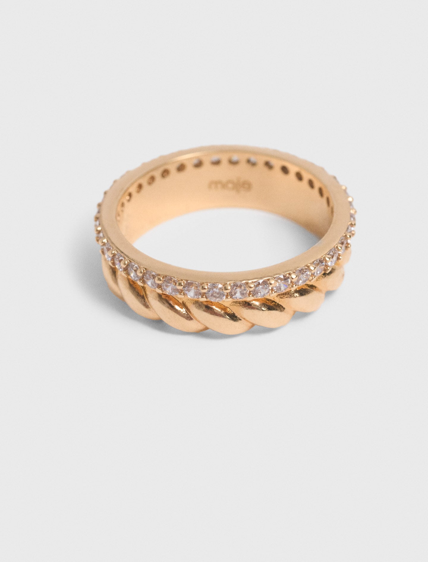 Maje Twisted gold rhinestone ring