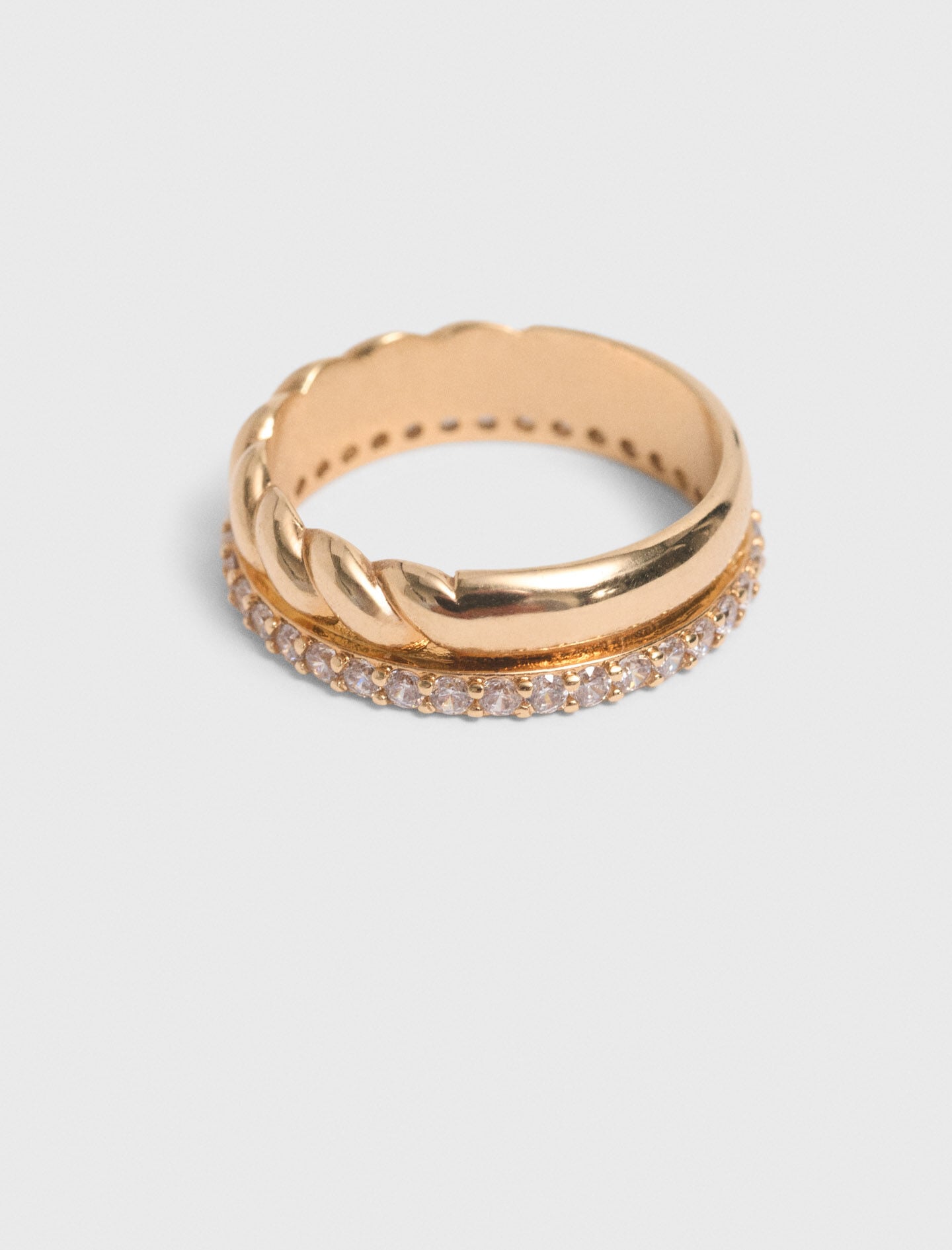 Maje Twisted gold rhinestone ring