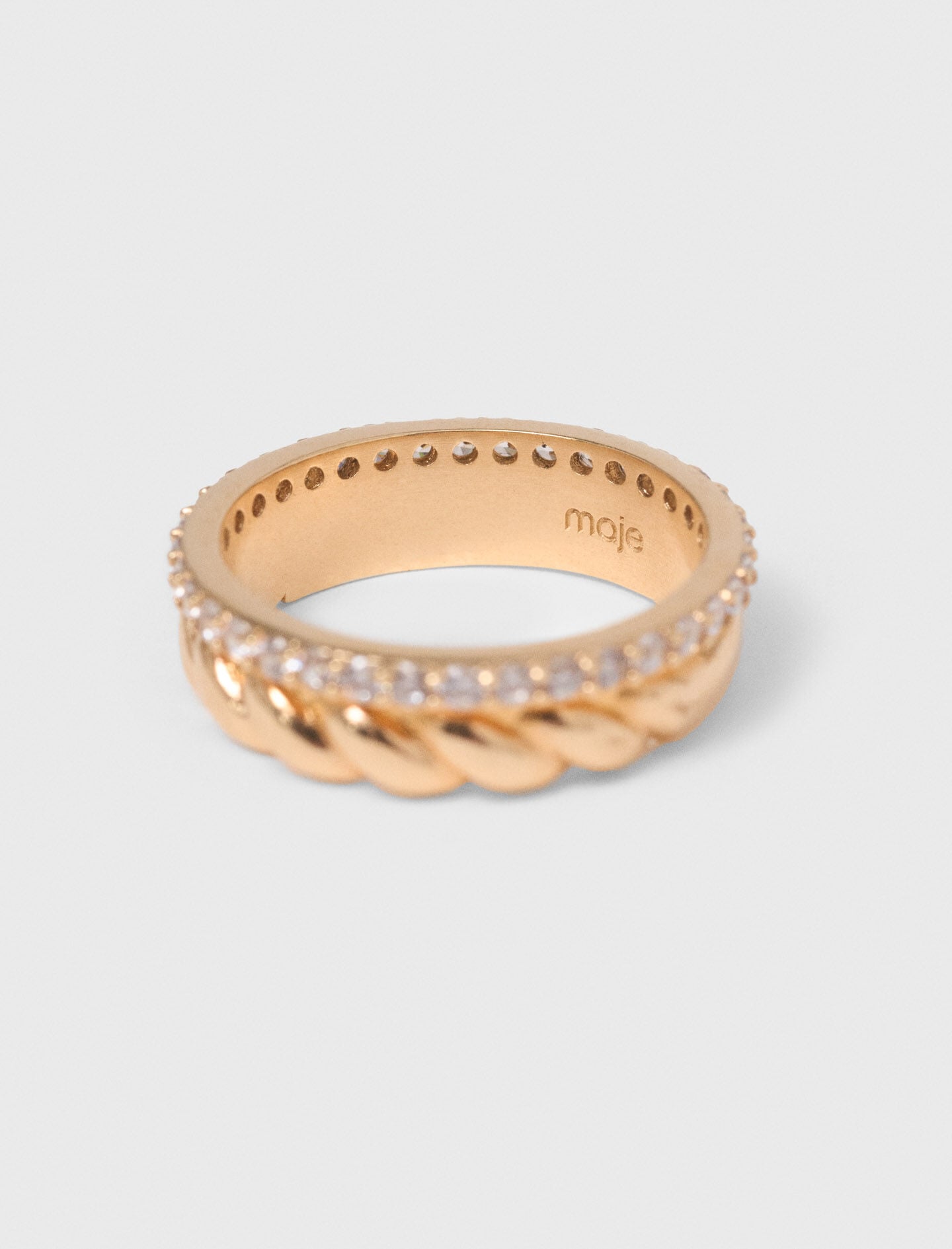 Maje Twisted gold rhinestone ring