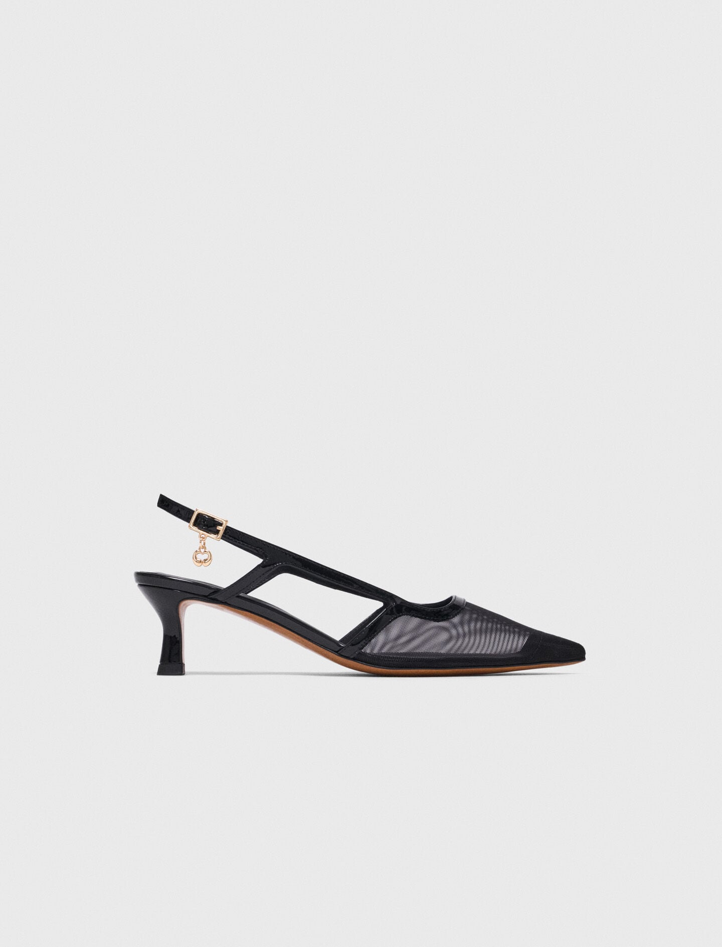 Maje Leather and mesh slingbacks