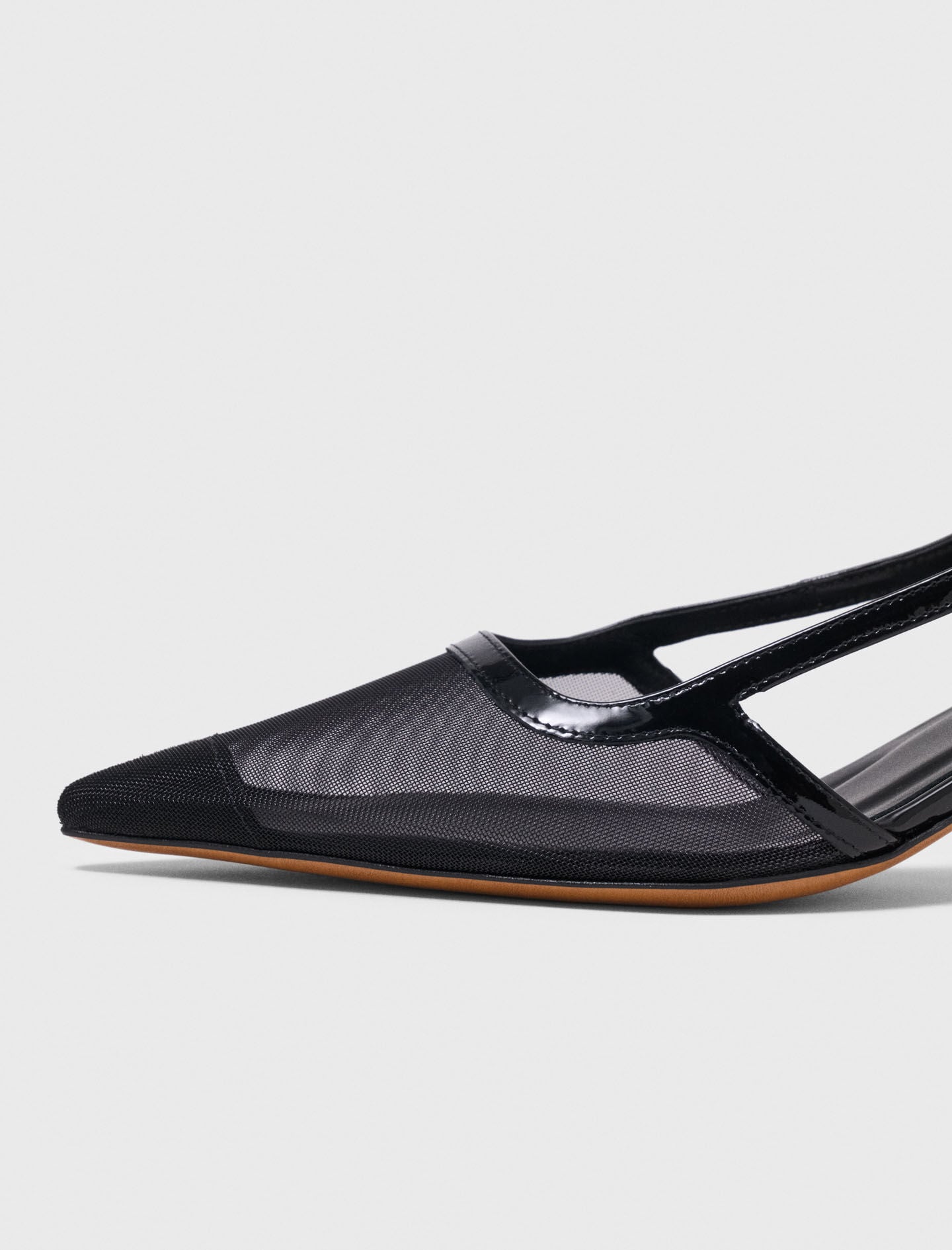 Maje Leather and mesh slingbacks
