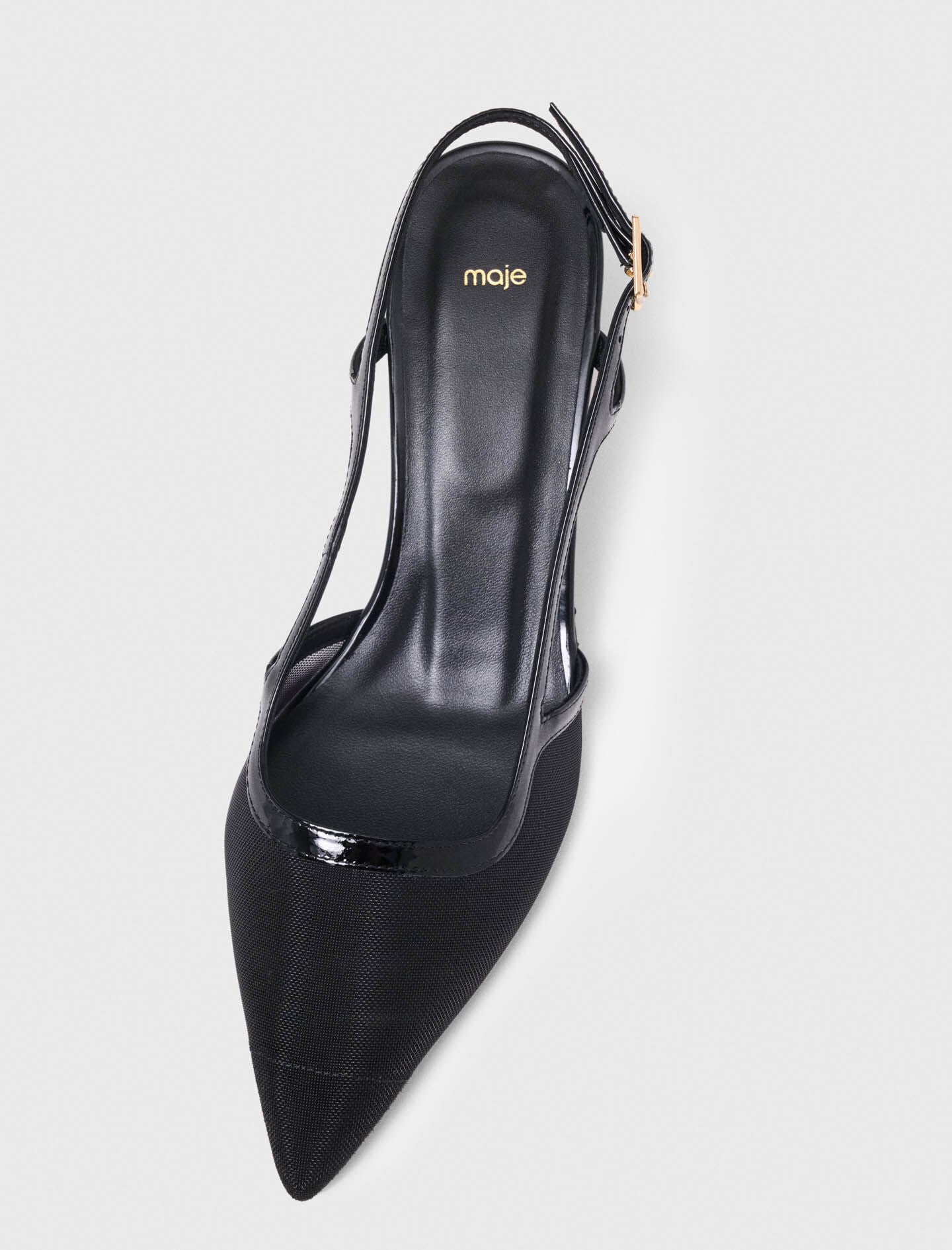 Maje Leather and mesh slingbacks