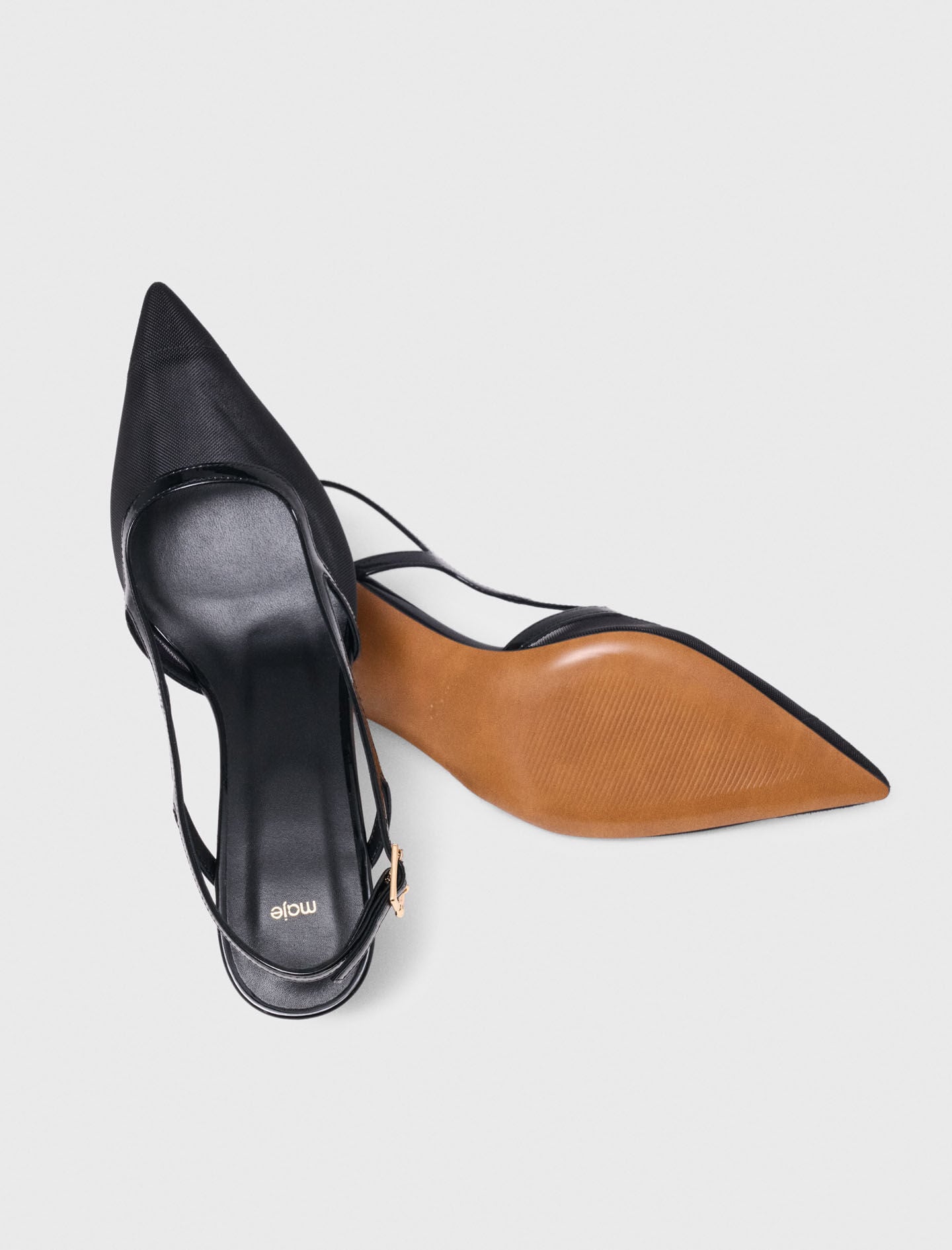Maje Leather and mesh slingbacks