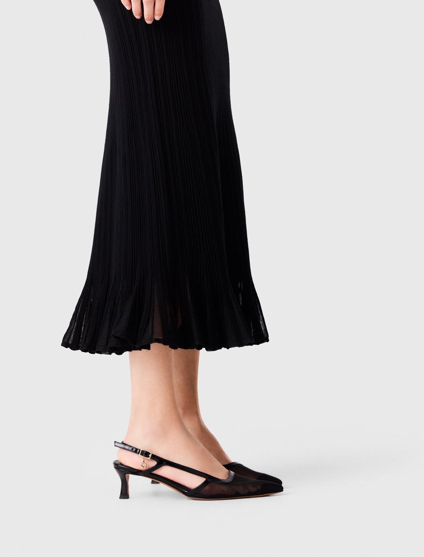 Maje Leather and mesh slingbacks